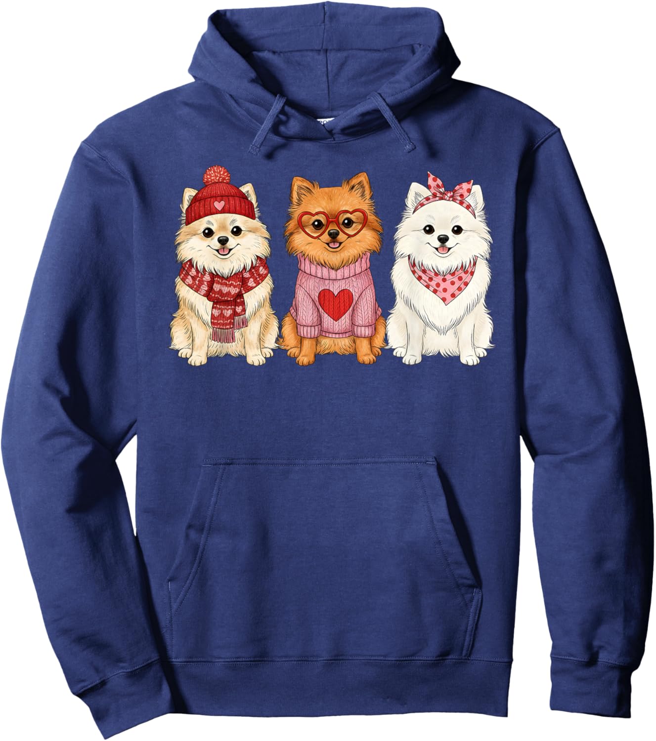 Cute Pomeranian Valentine Dog Hoodie - Hoodie | Navy