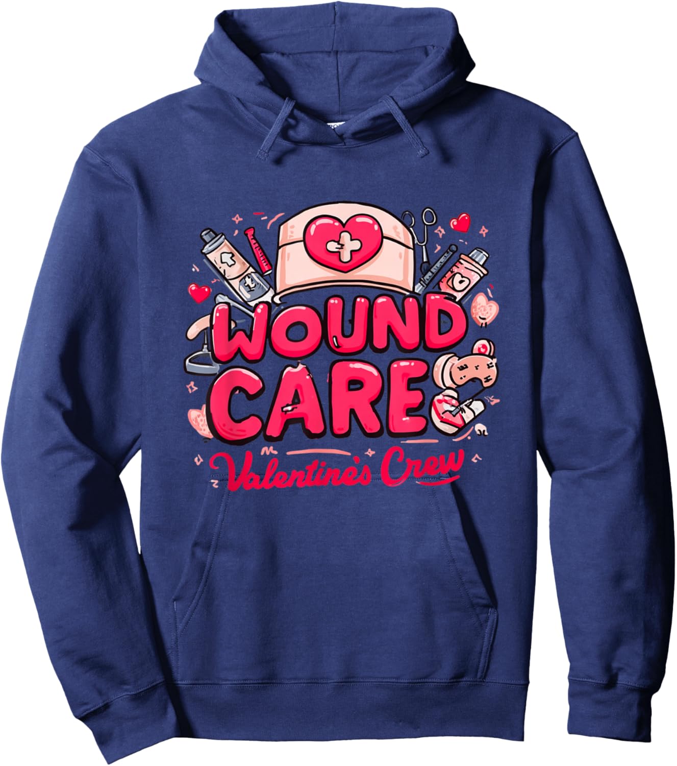 Wound Care Valentine Crew Nurse Aesthetic Hoodie - Hoodie | Navy