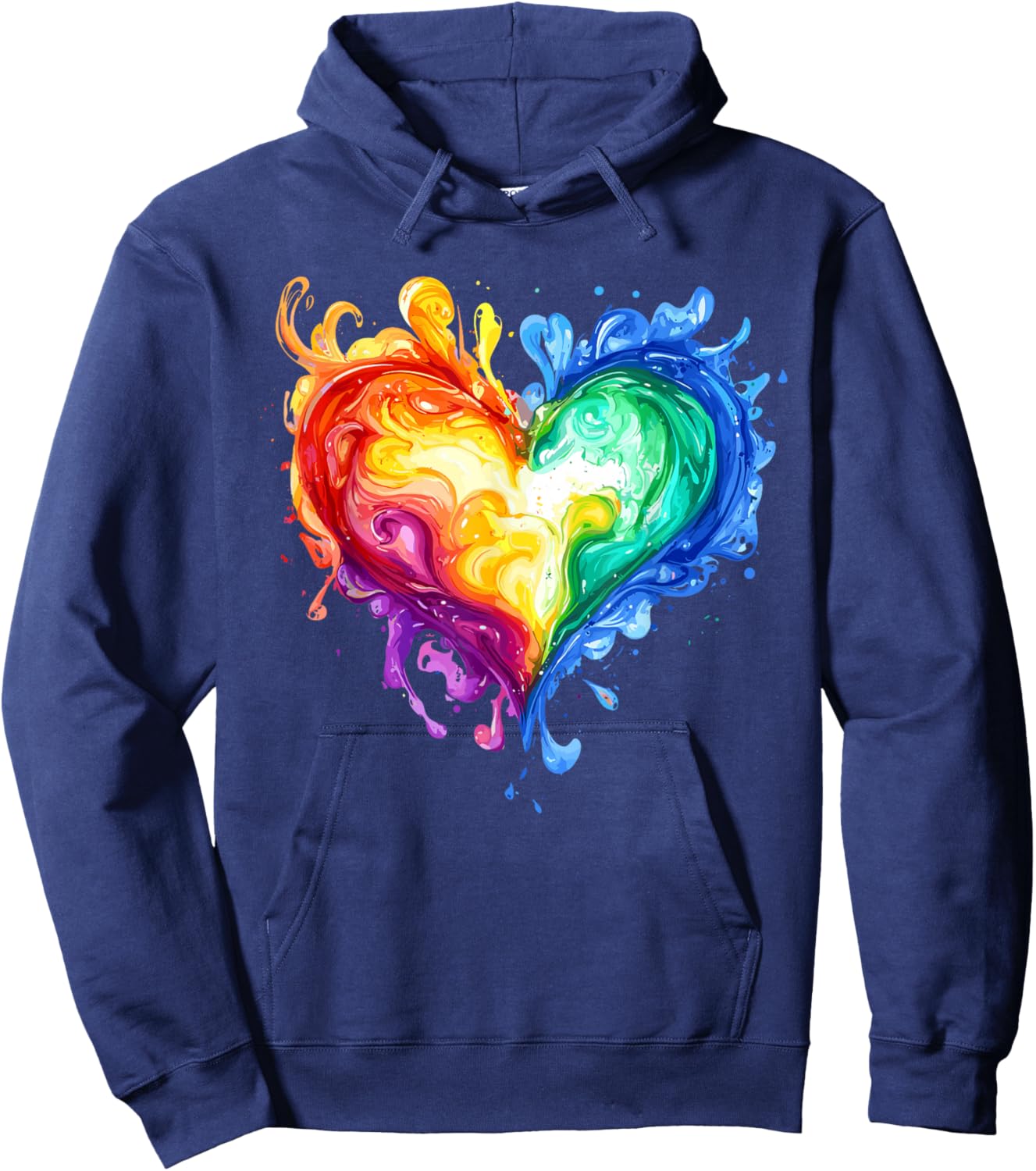 Rainbow Heart Pride Love Equality LGBTQ Ally Hoodie - Hoodie | Navy