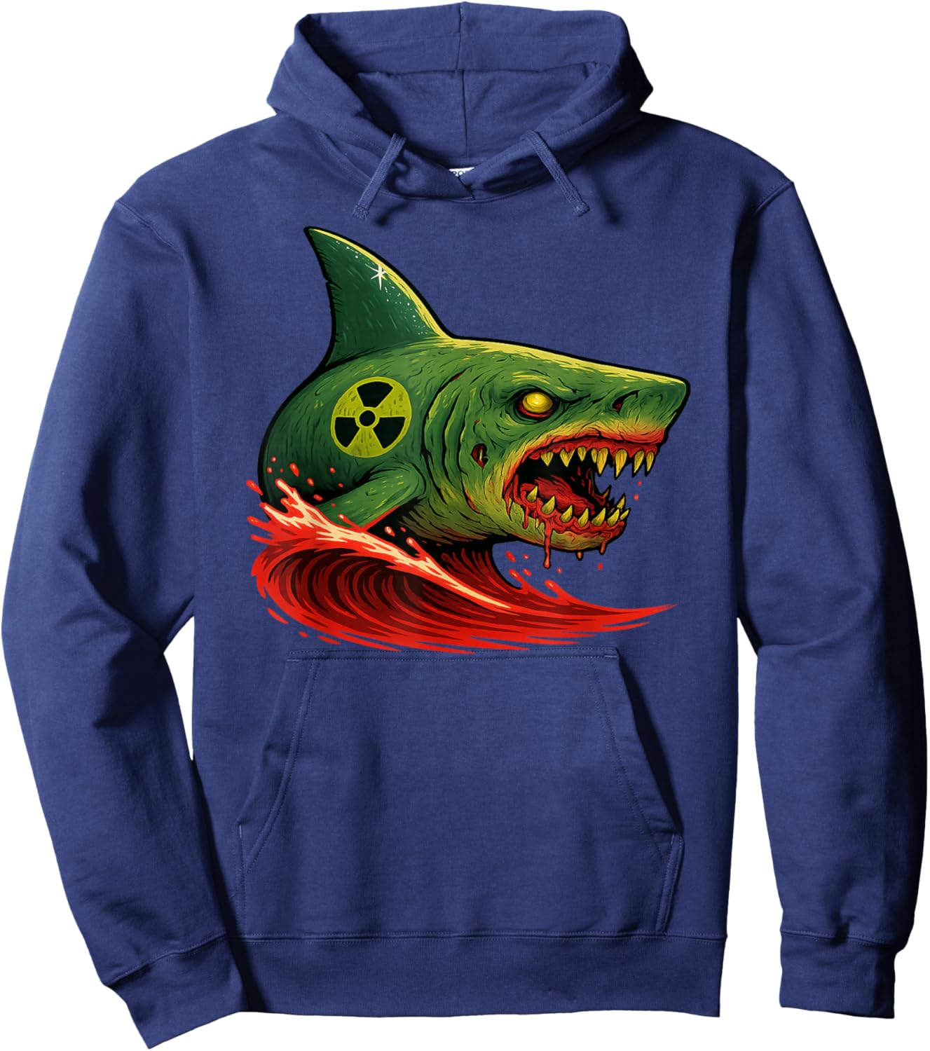 Zombie Bio-Hazard Shark Graphic Hoodie - Hoodie | Navy