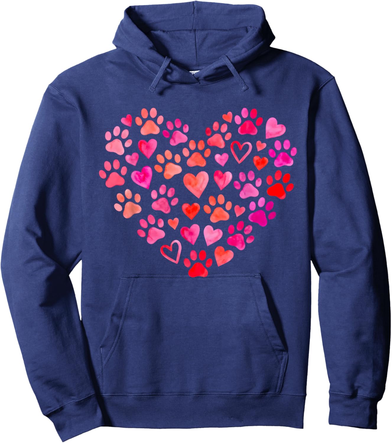 Cute Dog Lover Heart Paw Valentine Pet Owner Hoodie - Hoodie | Navy