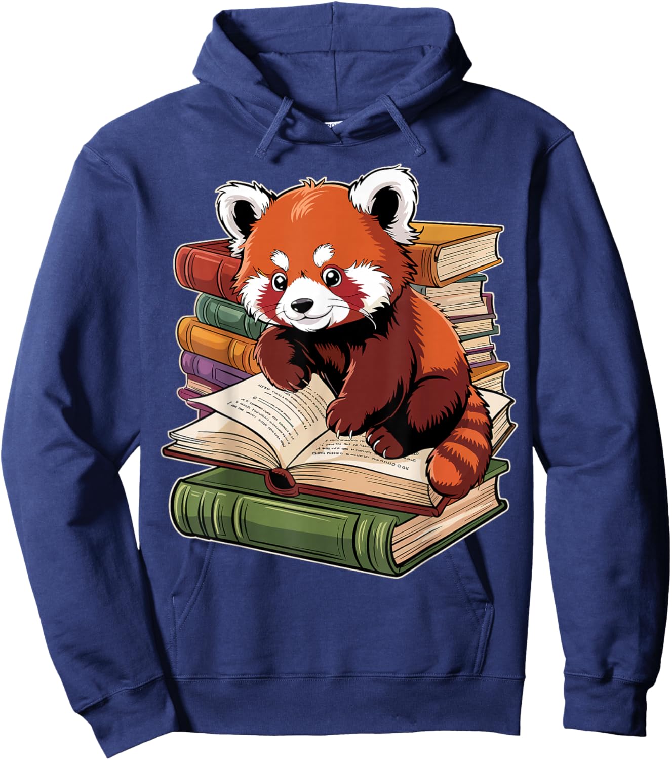 Red Panda Reading Book Animal Bookworm Hoodie - Hoodie | Navy