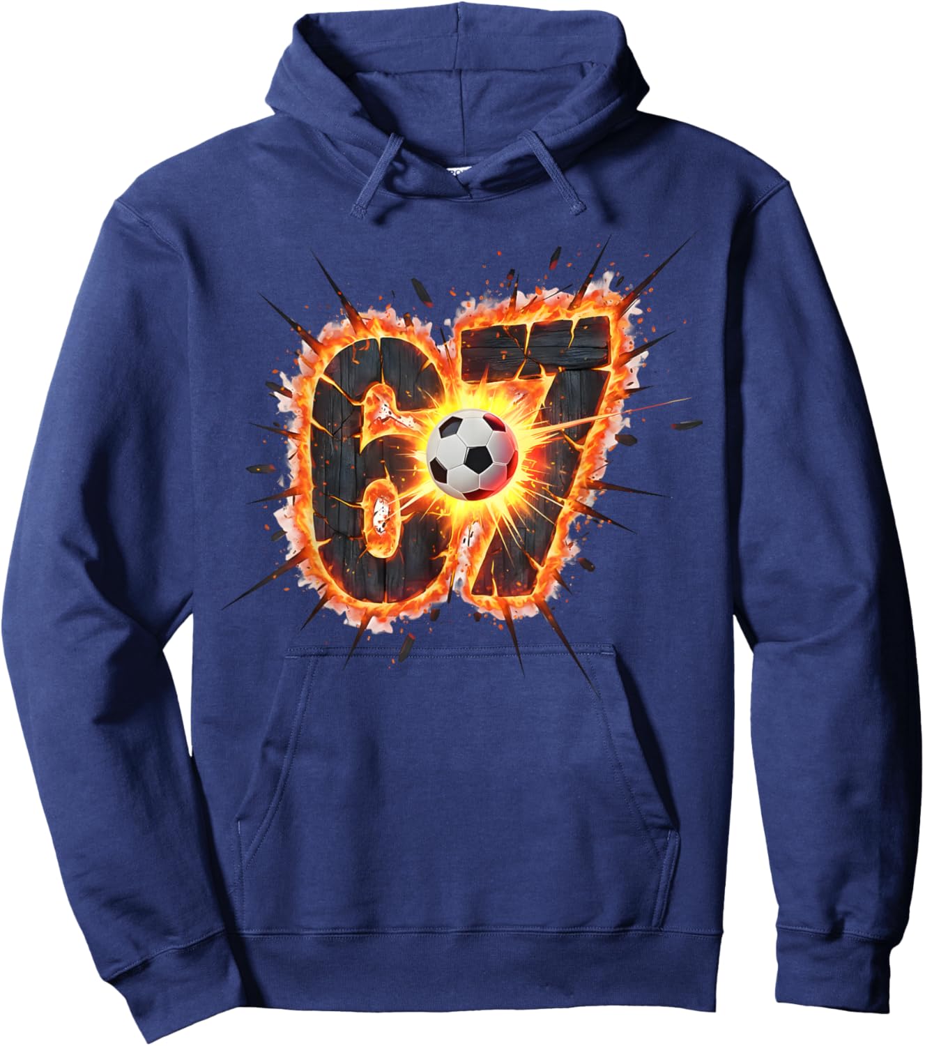 Funny 6 7 Six Seven 67 Soccer Meme Hoodie - Hoodie | Navy