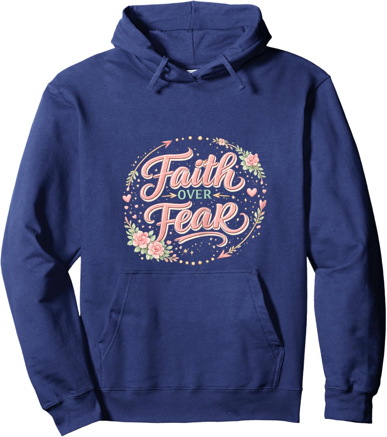 Faith Over Fear Religious Christian Hoodie - Hoodie | Navy