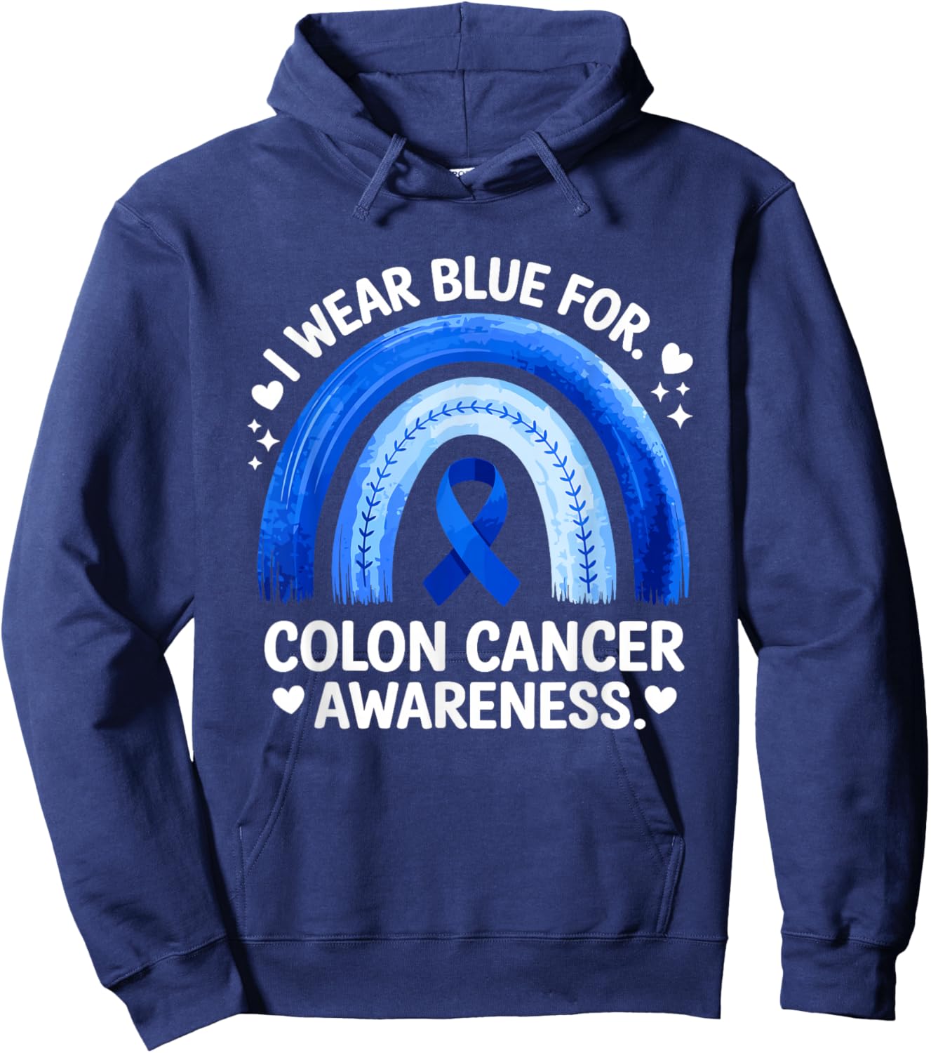 Colon Cancer Awareness in March Blue Ribbon Hoodie - Hoodie | Navy