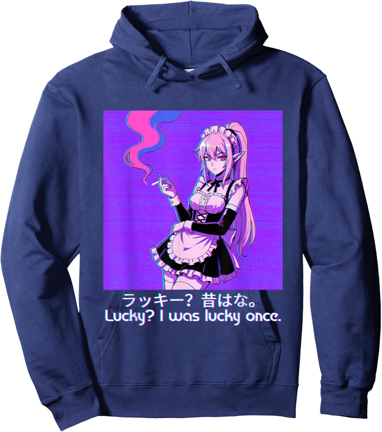 Vaporwave Aesthetic Elf Maid Egirl Eboy Retro Hoodie - Hoodie | Navy