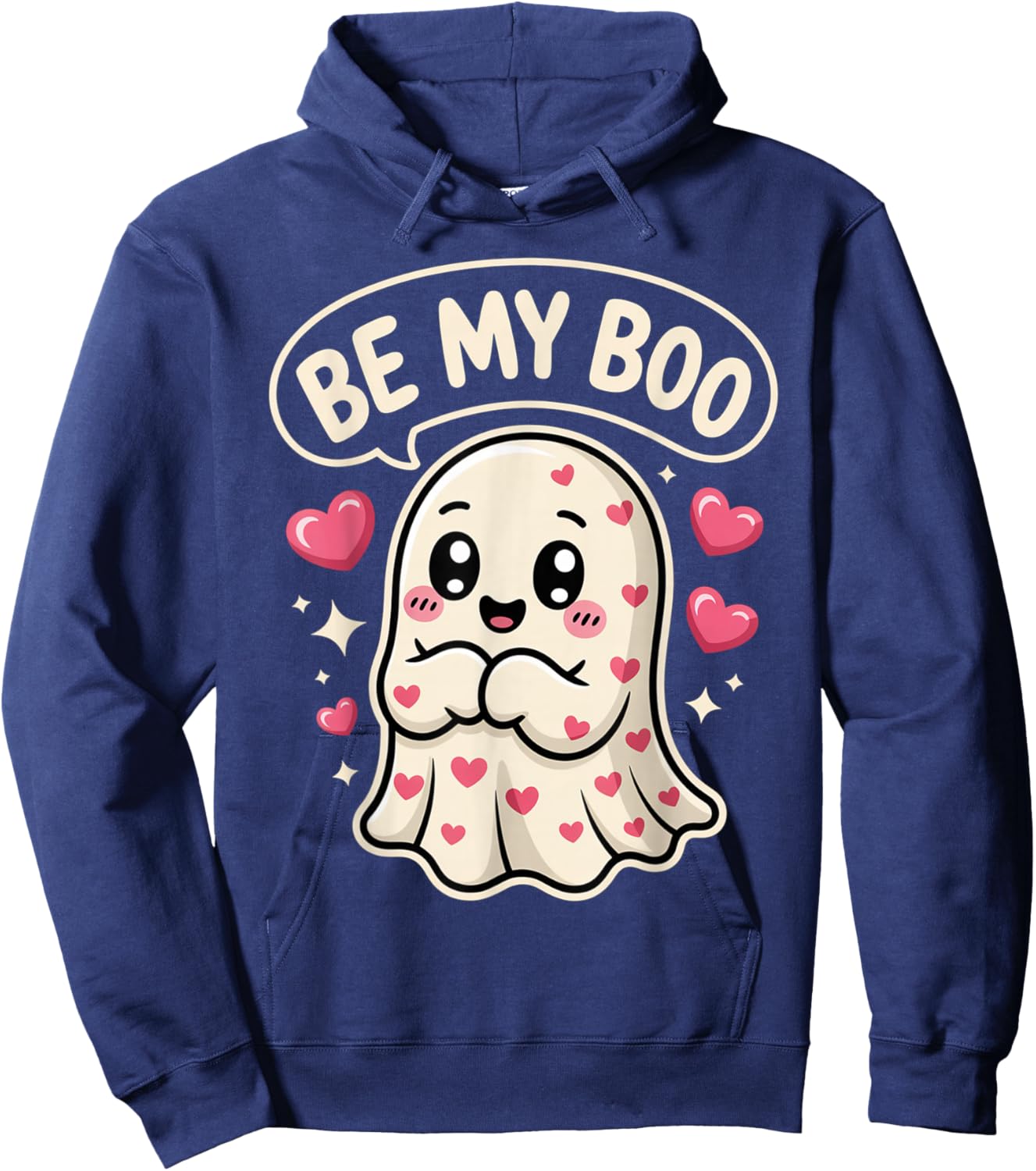 Valentine´s Day Be My Boo Cute Ghost Love Hoodie - Hoodie | Navy