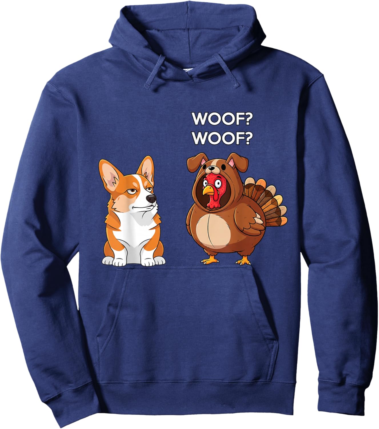 Funny Thanksgiving Corgi and Turkey Hoodie - Hoodie | Navy