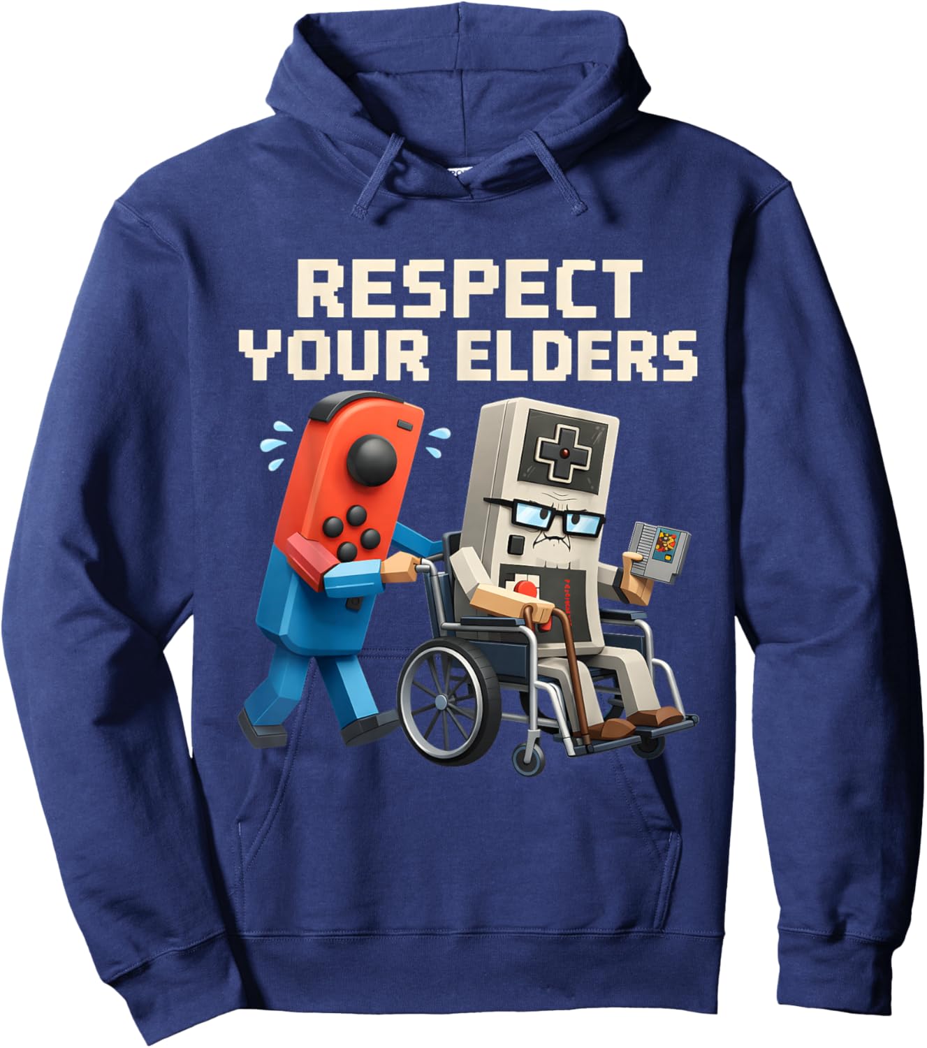 Retro Gamer Respect Your Elders 3D Controller Hoodie - Hoodie | Navy
