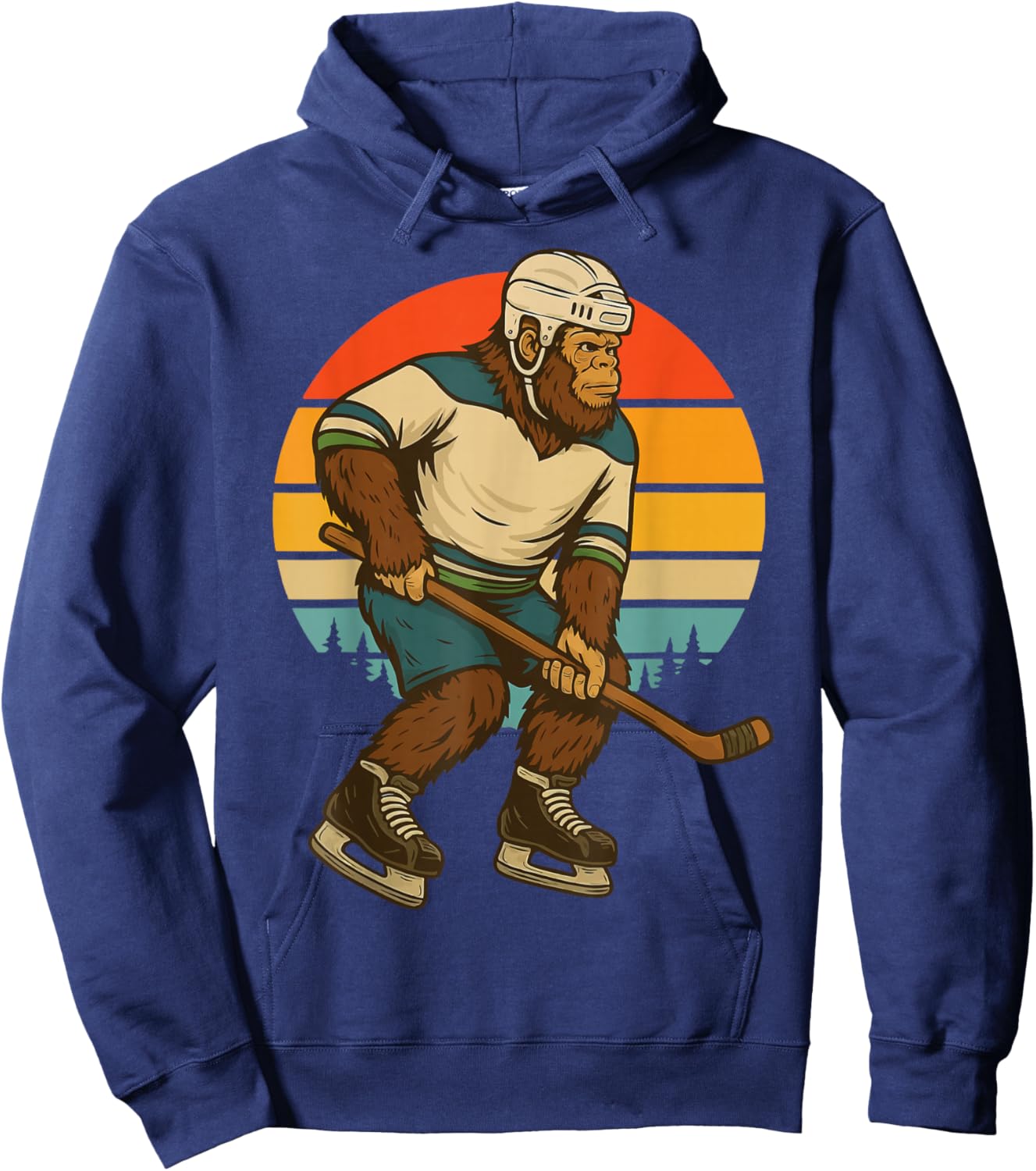 Bigfoot Ice Hockey Retro Hoodie - Hoodie | Navy