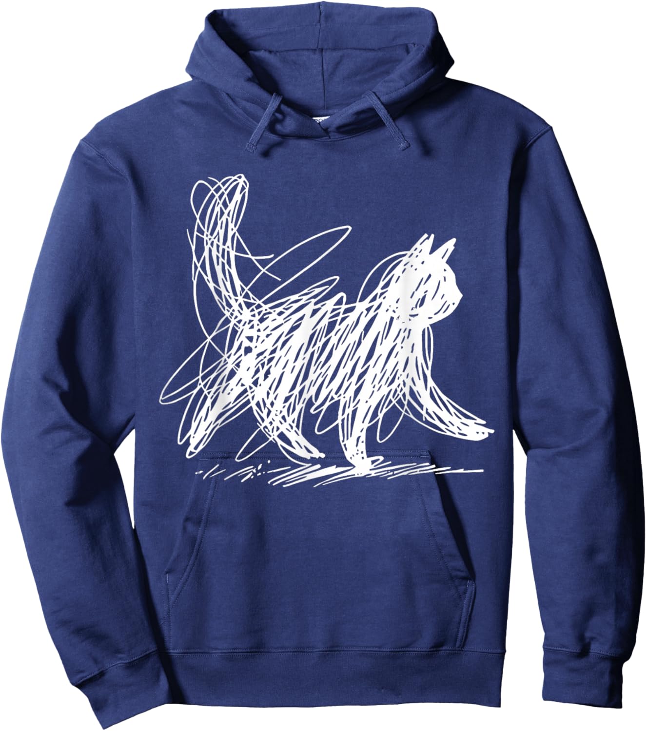 Minimalist Cat Art Hoodie - Hoodie | Navy