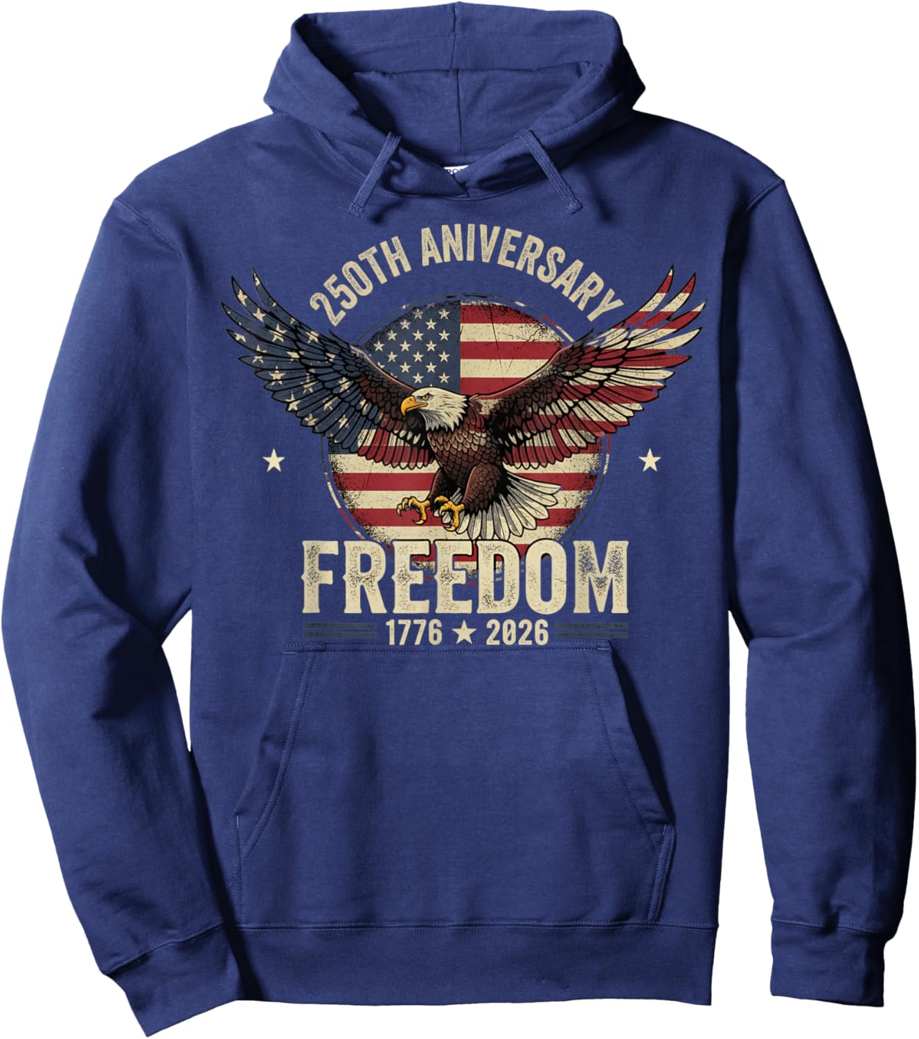 4th of July American Flag Patriotic USA 2026 Hoodie - Hoodie | Navy