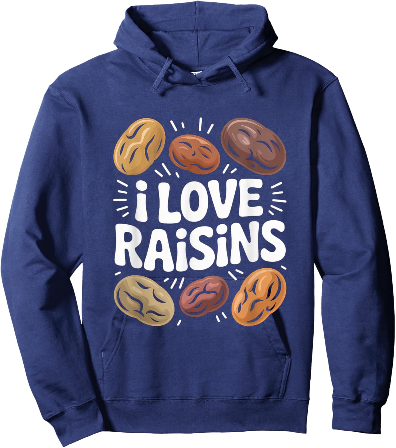 I Love Raisins Funny Snack Lover Bold Design Hoodie - Hoodie | Navy