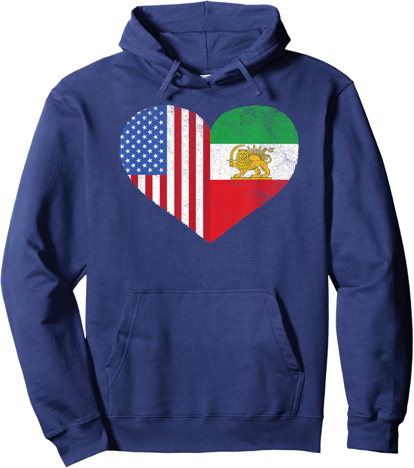 Persian American Flag Heart Persia USA Hoodie - Hoodie | Navy