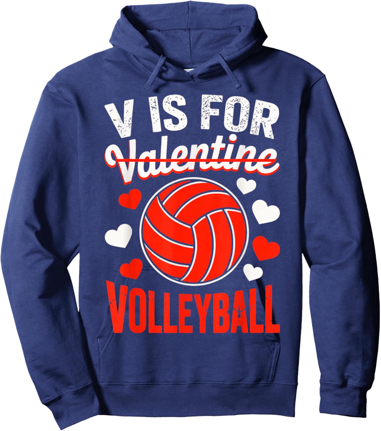 V is for Valentine Volleyball Hoodie - Hoodie | Navy