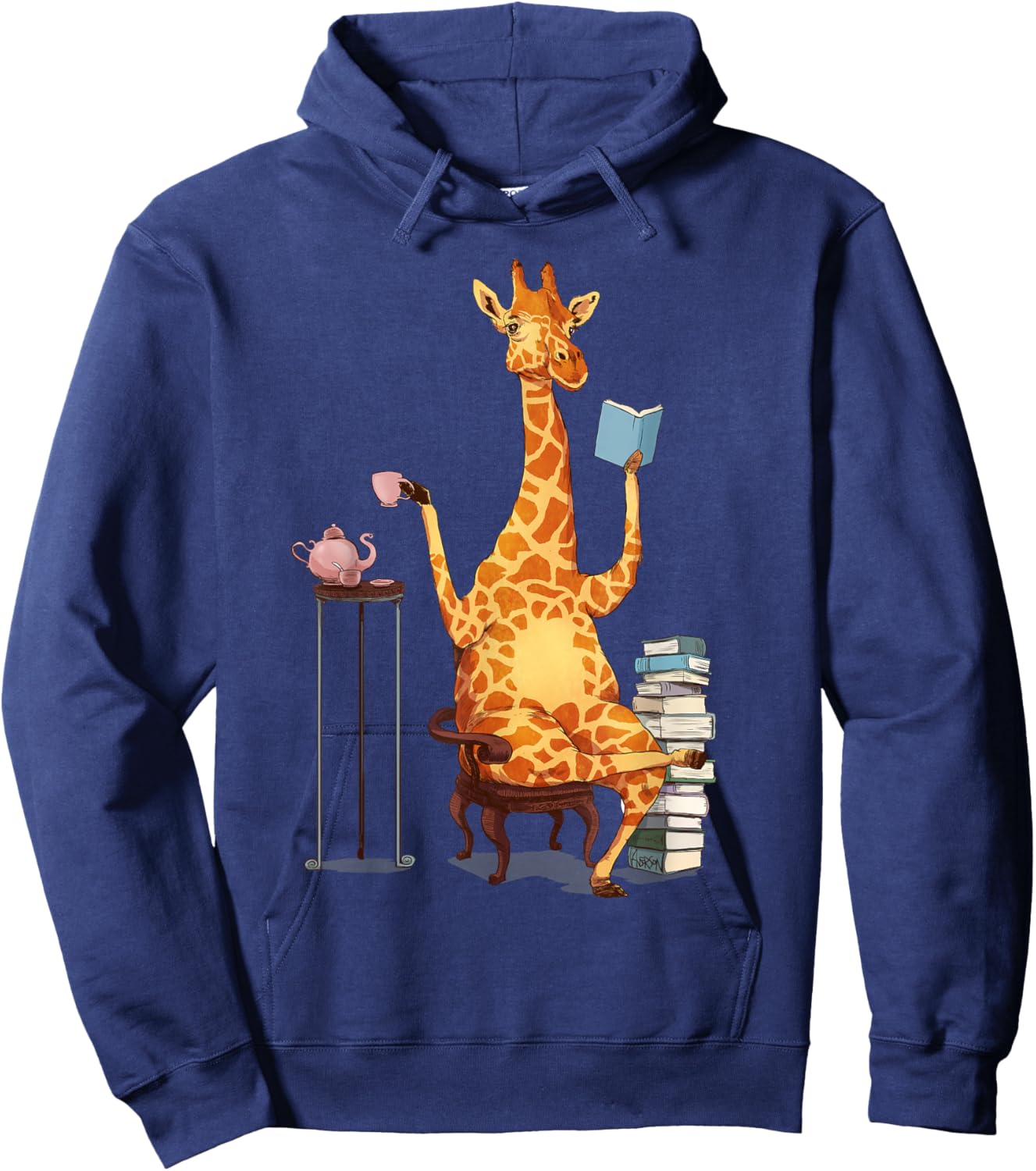 Kawaii Cute Giraffes, Books and Tea Women's Hoodie - Hoodie | Navy