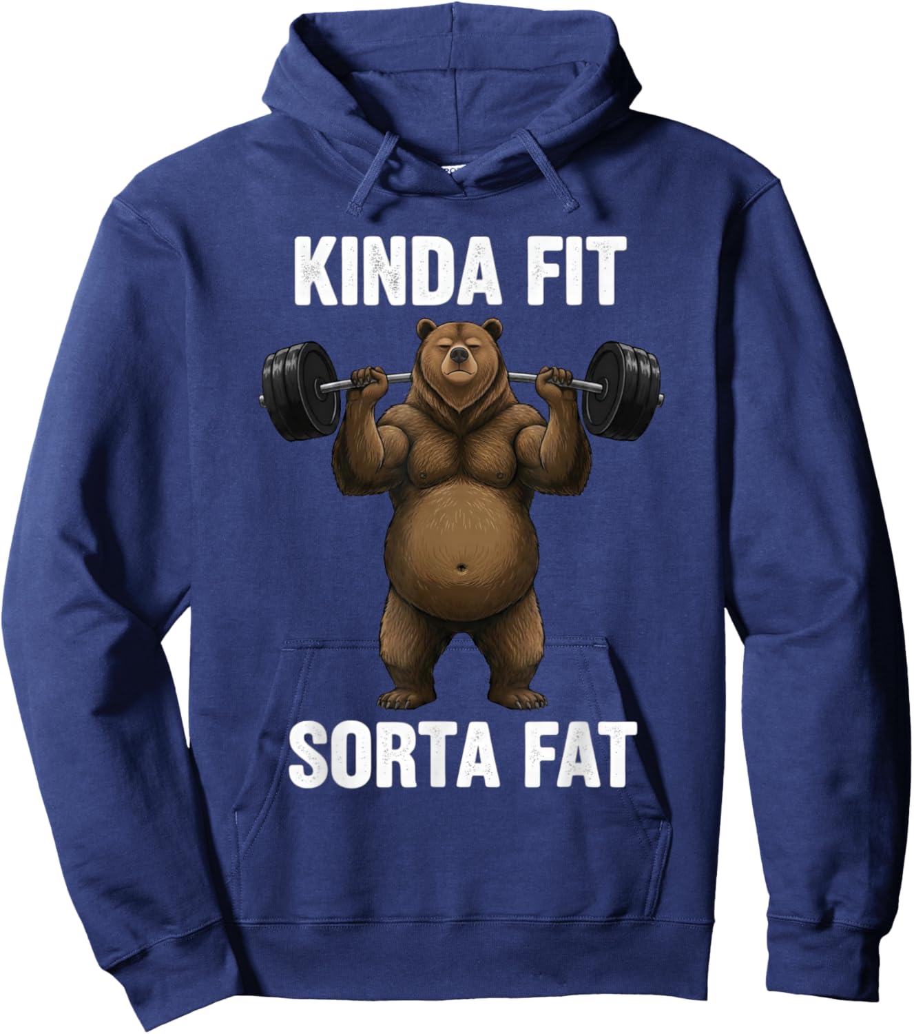Kinda Fit Sorta Fat Funny Gym Powerlifting Bear Hoodie - Hoodie | Navy