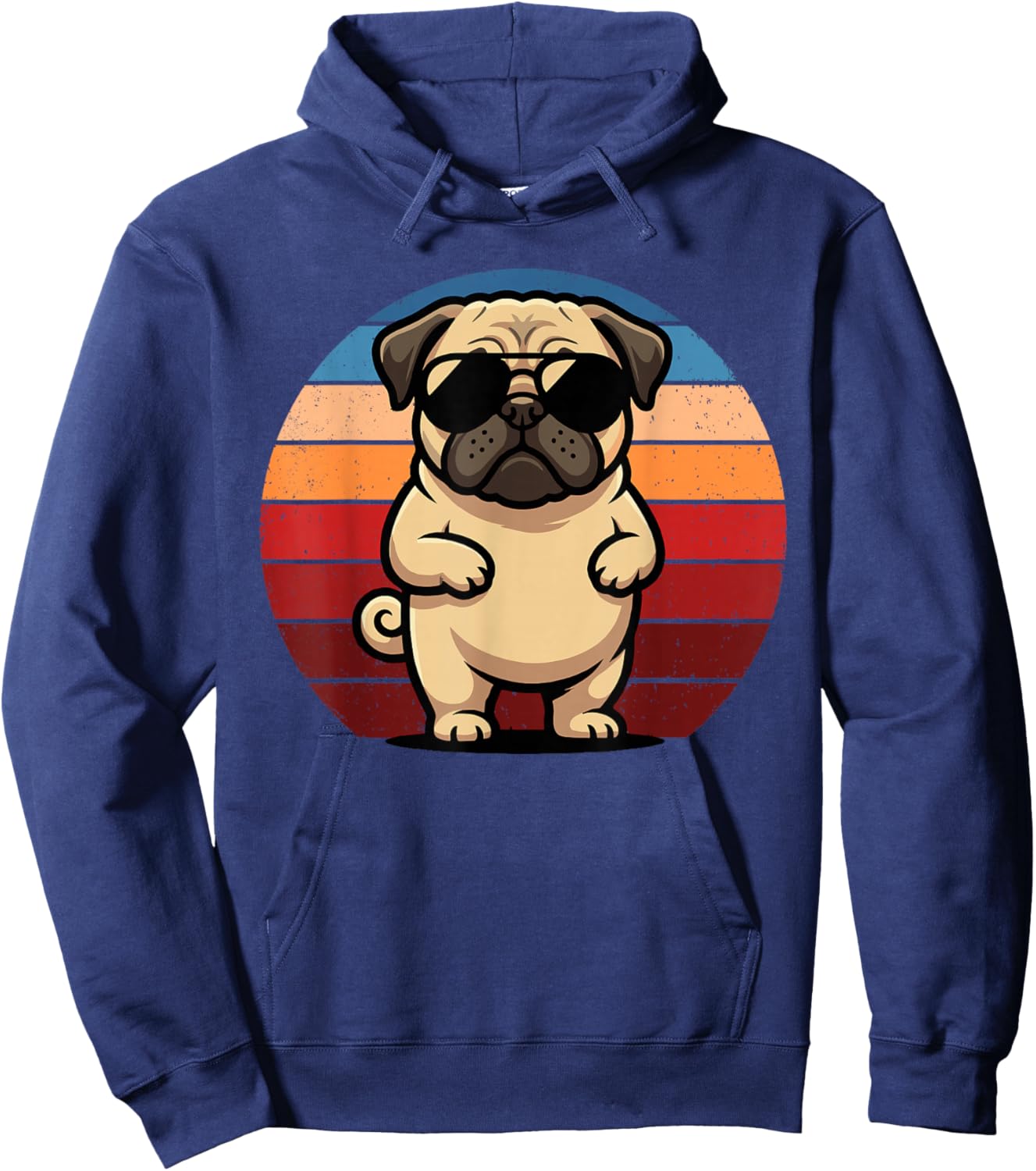 Retro Pug Dog Mom Dog Dad Funny Pug Hoodie - Hoodie | Navy