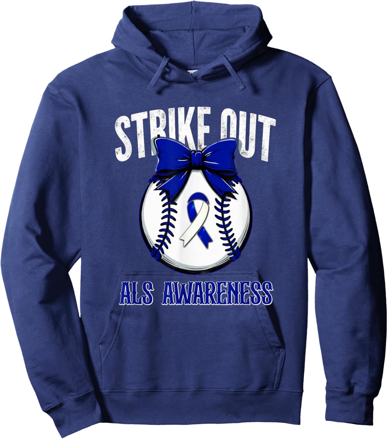 Retro Strike Out Baseball ALS Awareness Hoodie - Hoodie | Navy