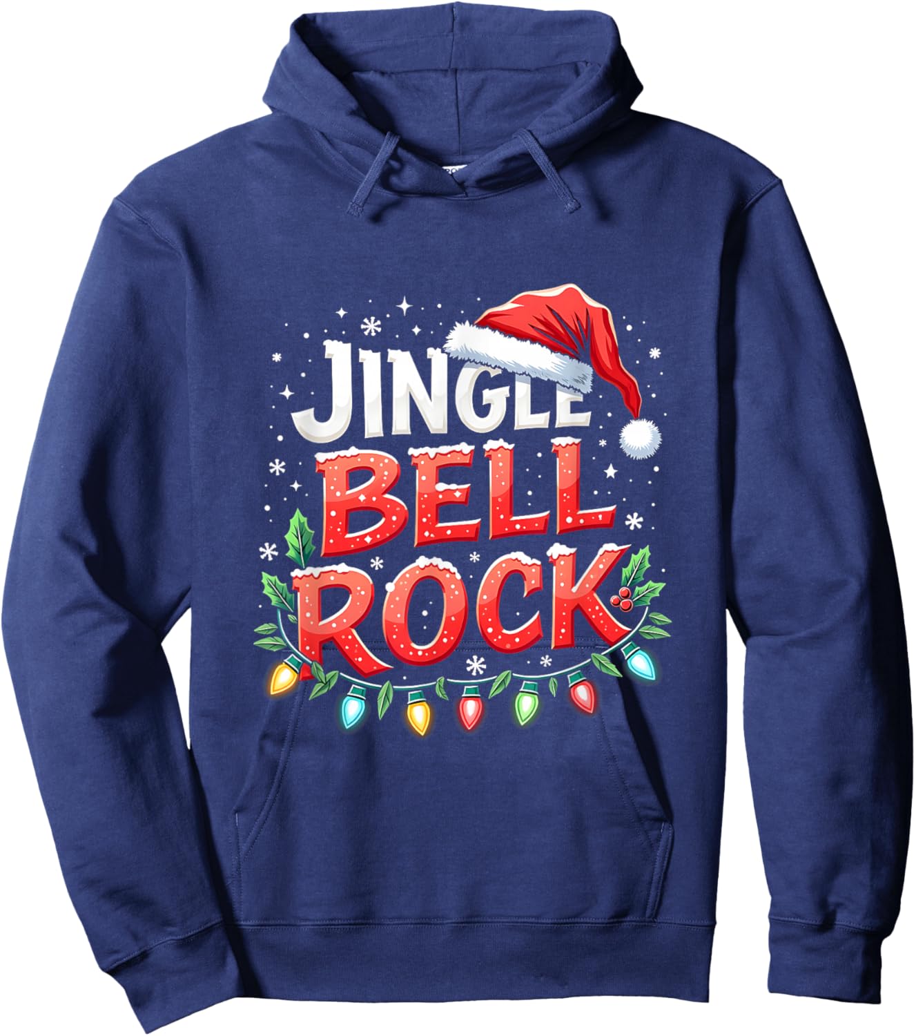 Santa Jingle Bell Rock Christmas Music Lovers Hoodie - Hoodie | Navy