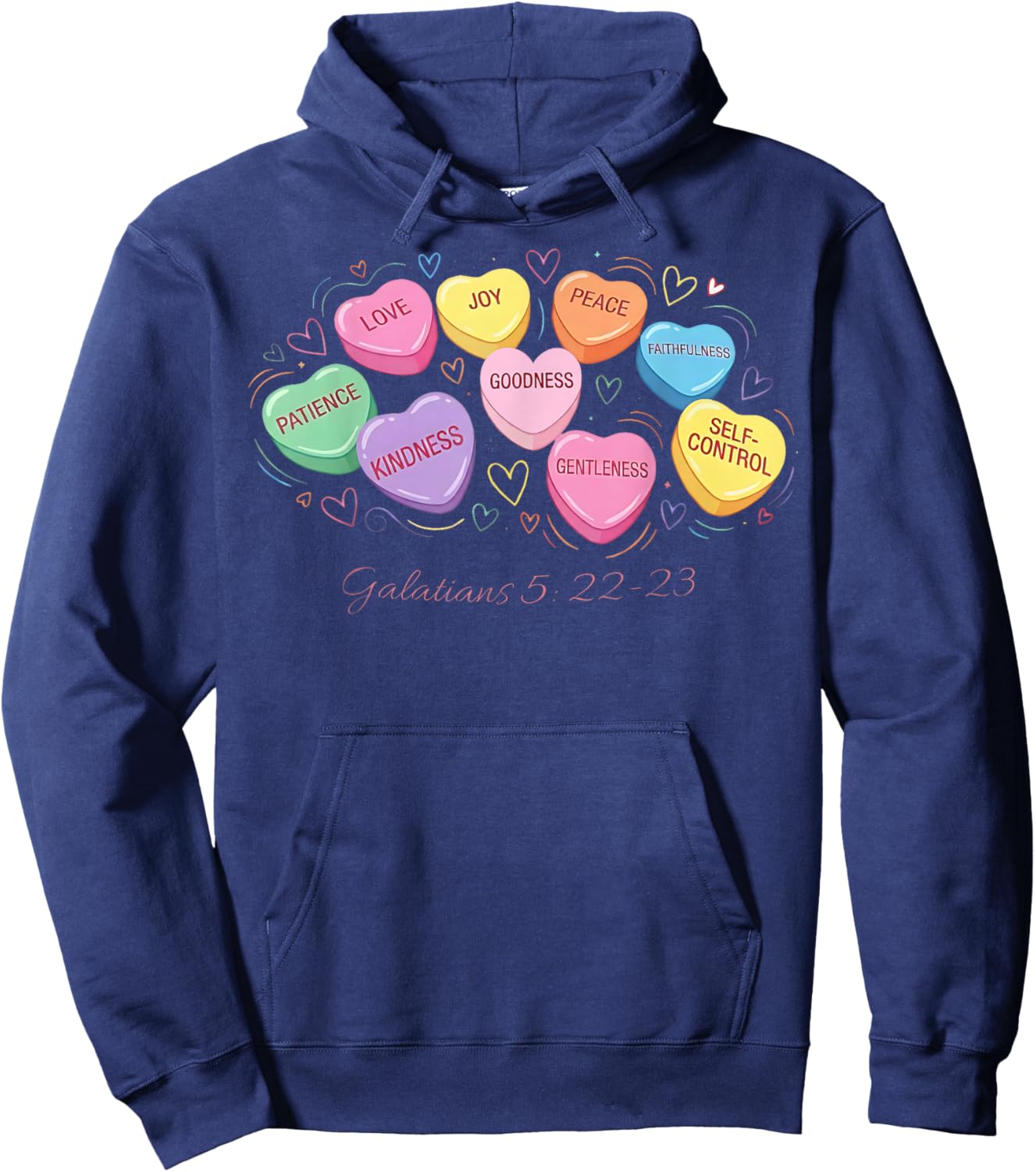 Candy Heart Love Christian Valentines Day Women Hoodie - Hoodie | Navy