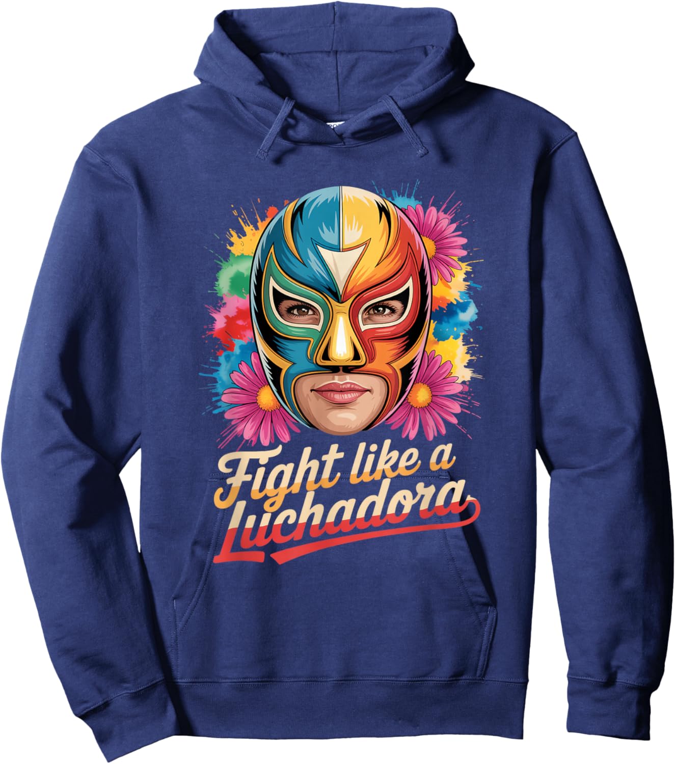 Luchadora Lucha Libre Masks Mexican Wrestling Hoodie - Hoodie | Navy