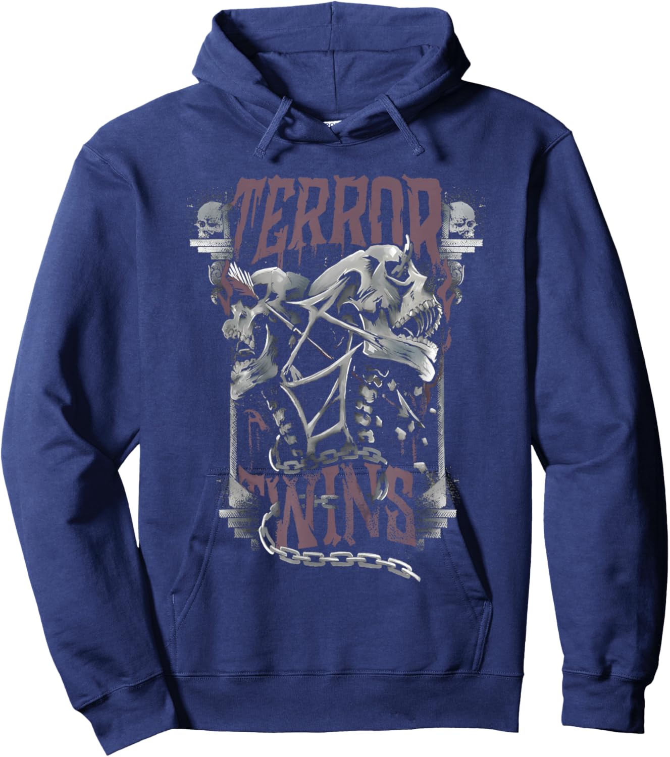 Terror Twins Skull Style Front Print Hoodie - Hoodie | Navy