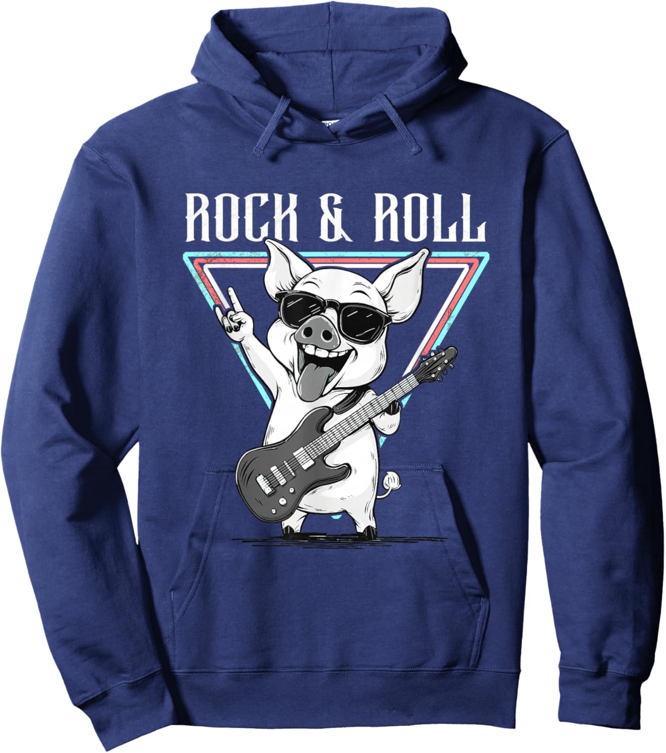 Rock & Roll Pig Playing Guitar Hoodie - Hoodie | Navy