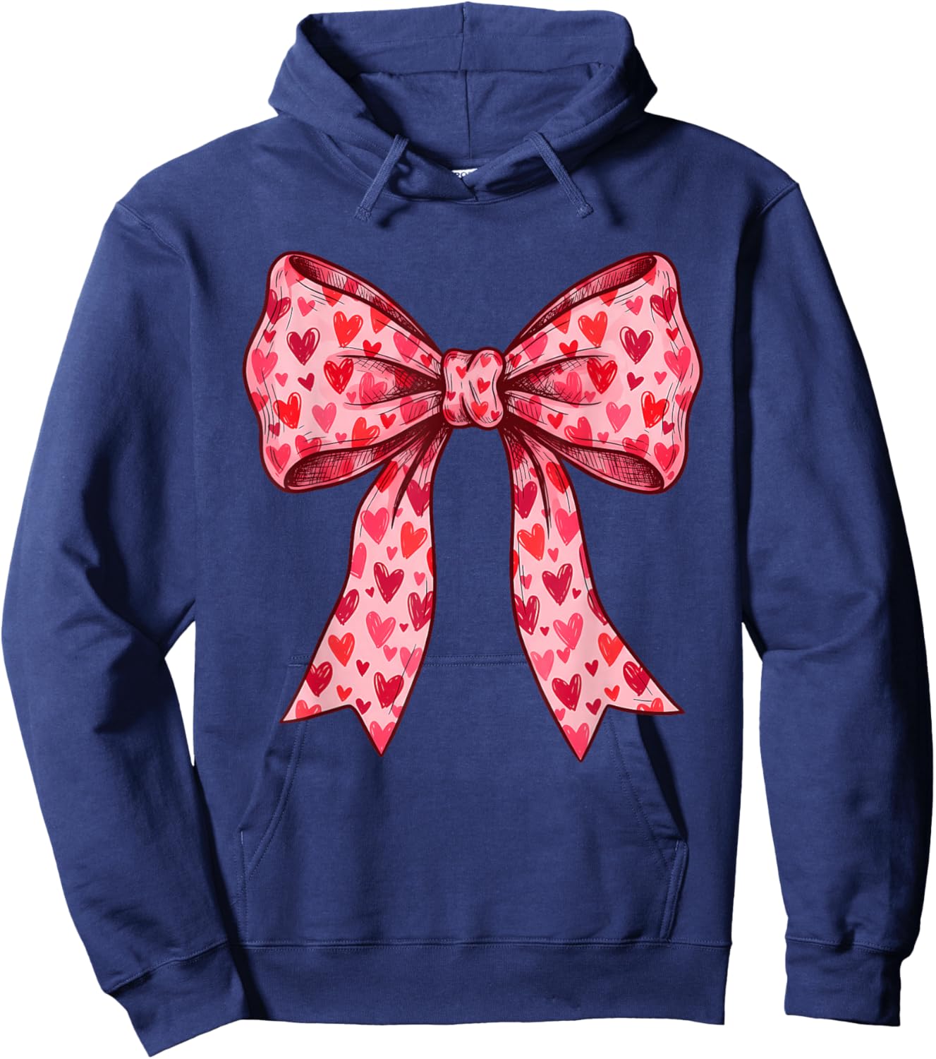 Cute Coquette Bows Valentines Day Girls Kids Hoodie - Hoodie | Navy