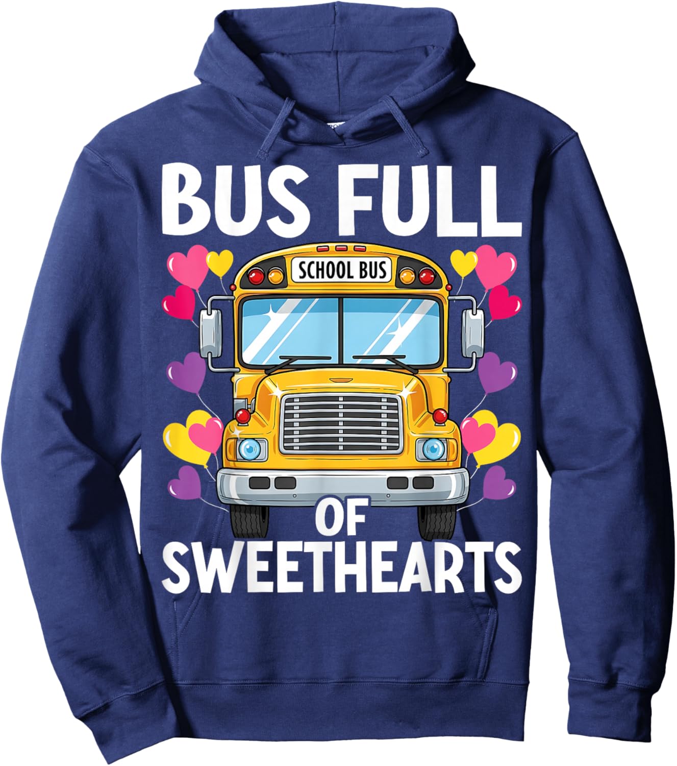 School Bus Full of Sweethearts Valentine's Day Hoodie - Hoodie | Navy