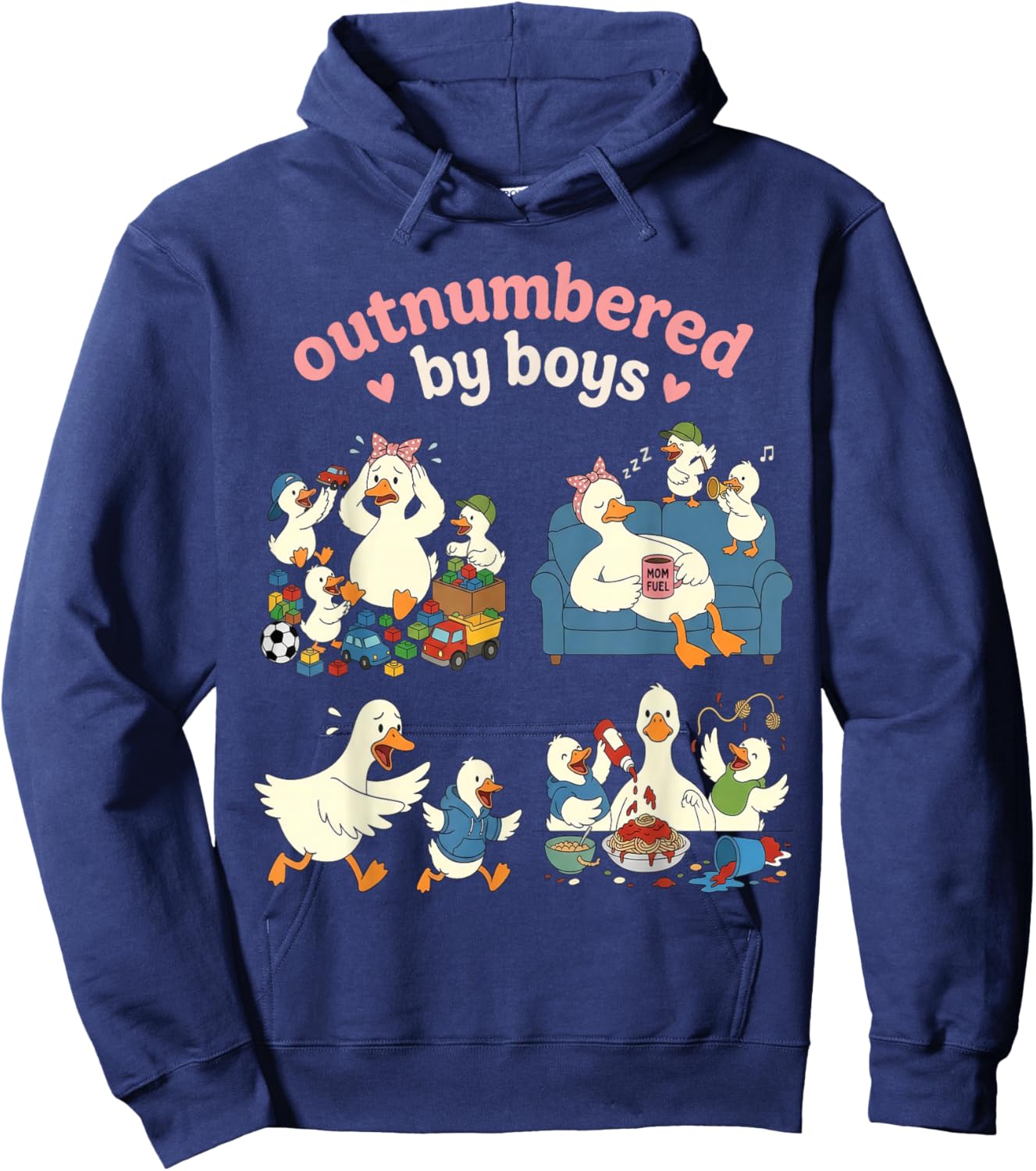 Outnumbered By Boys Mom of Boys Hoodie - Hoodie | Navy