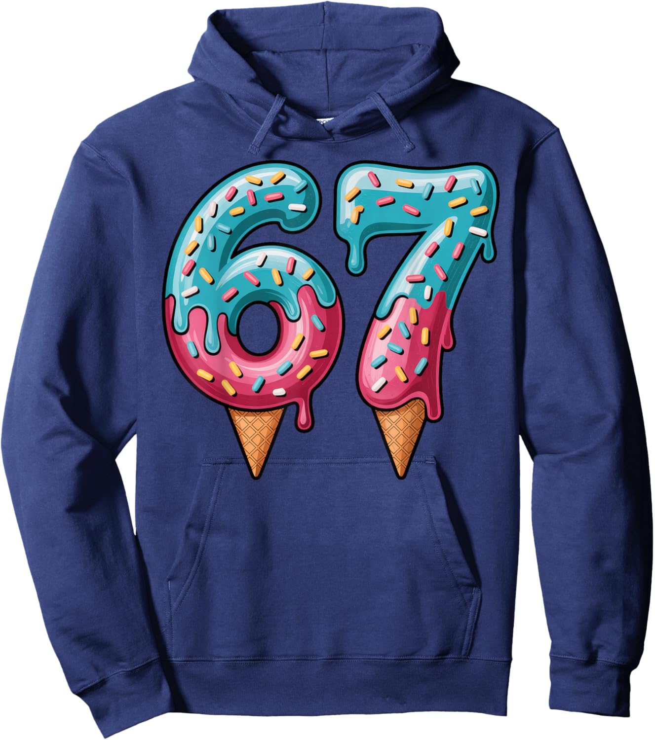 67 Ice Cream Drip Meme Hoodie - Hoodie | Navy