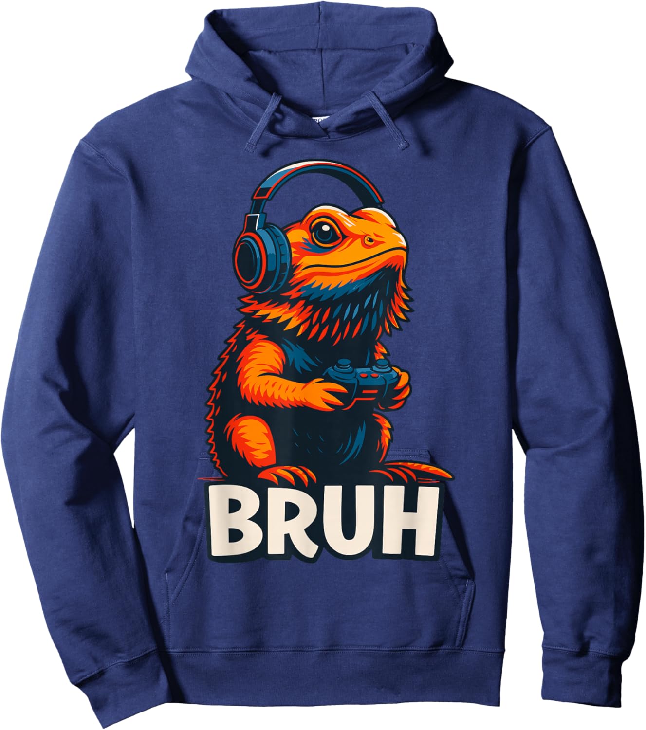 Gamer Bearded Dragon Gaming Bruh Hoodie - Hoodie | Navy