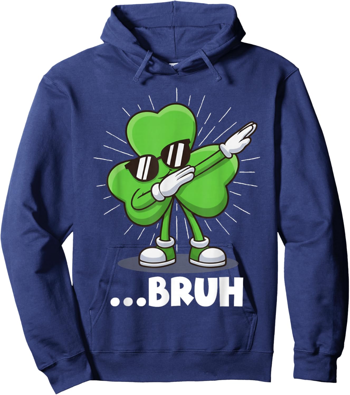 Dabbing Shamrock Bruh Funny St. Patrick’s Day Hoodie - Hoodie | Navy