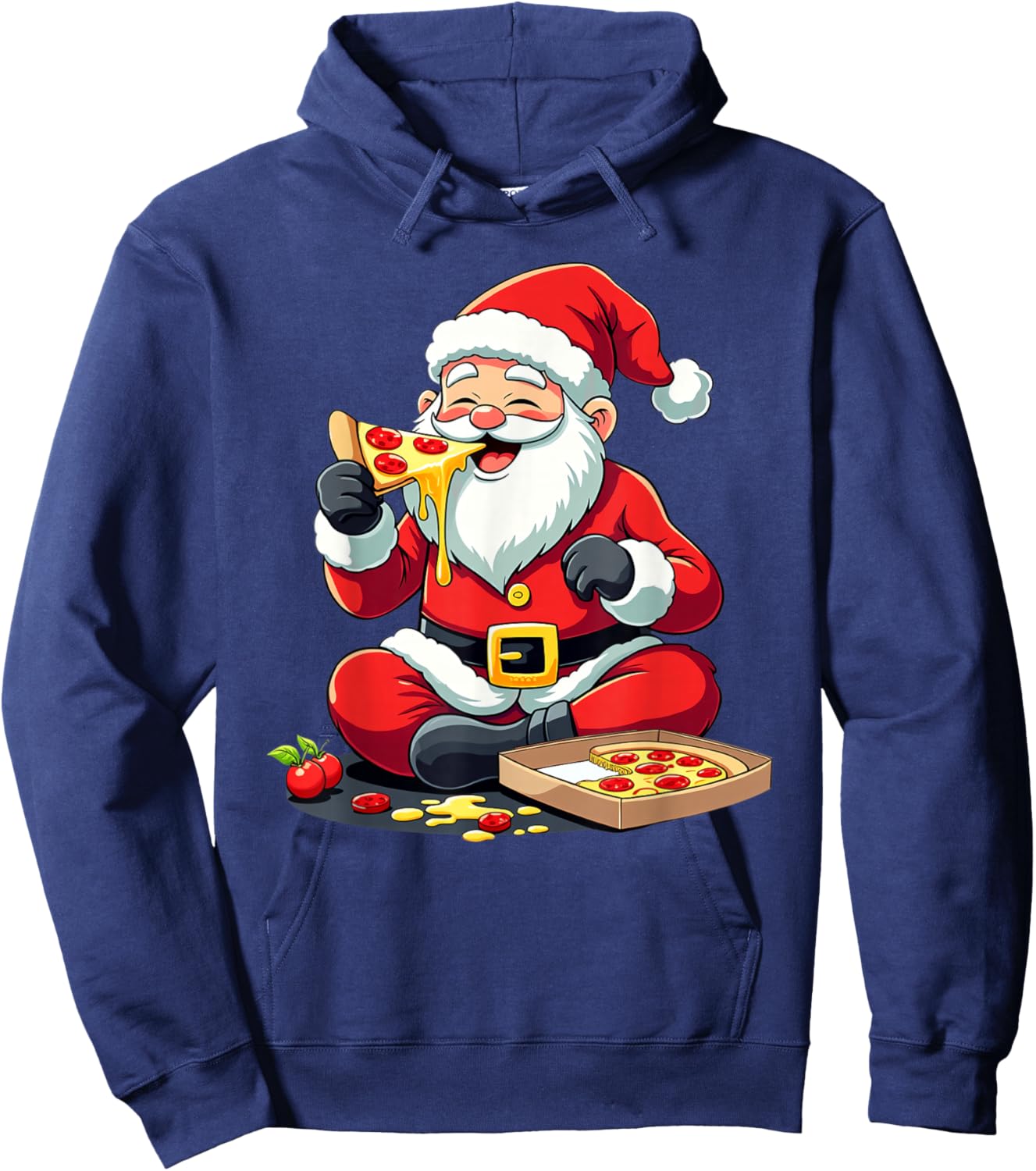 Santa Claus Eating Pizza Xmas Christmas Hoodie - Hoodie | Navy