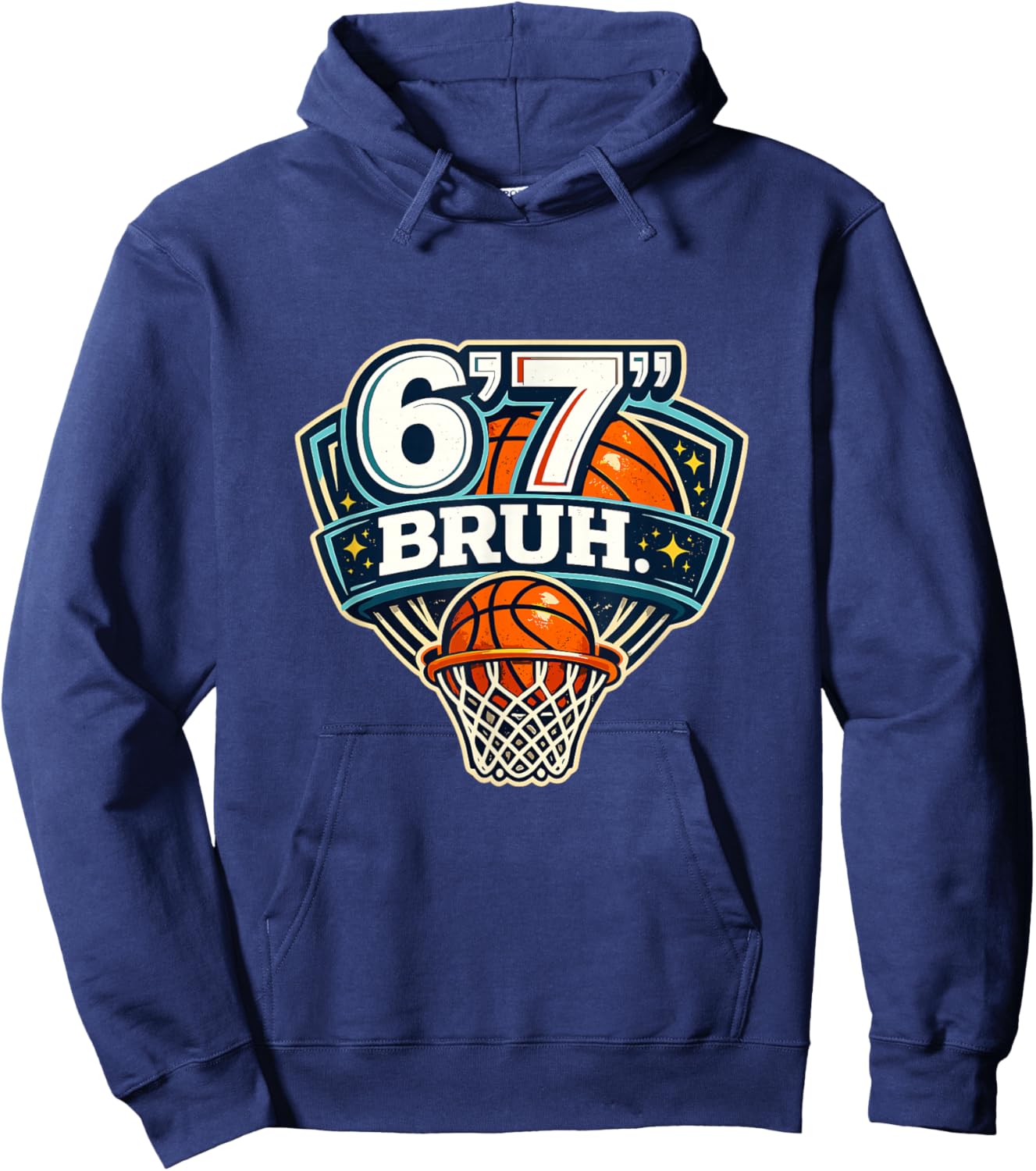 67 Bruh Six Seven Funny Basketball Hoodie - Hoodie | Navy