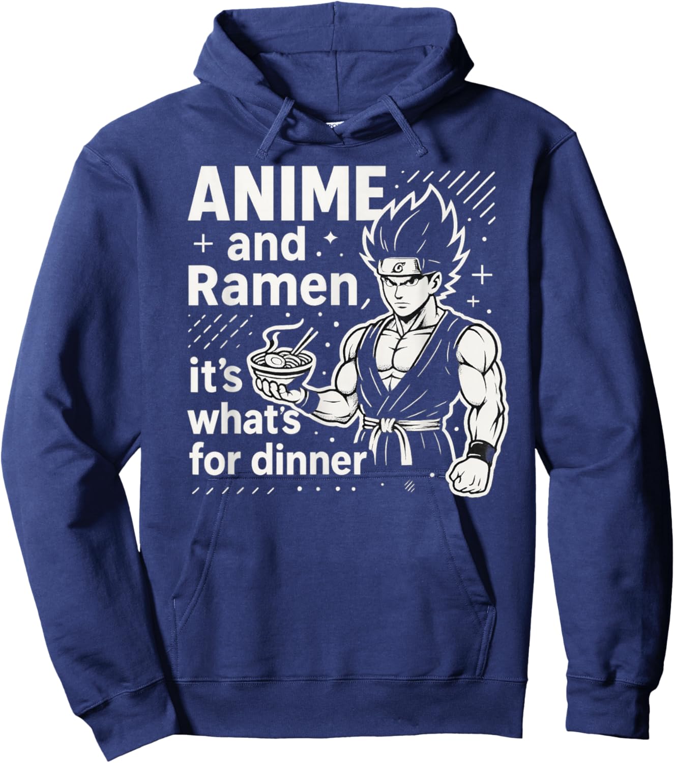Thunder Tiger Anime Warrior Serving Ramen Fury Hoodie - Hoodie | Navy
