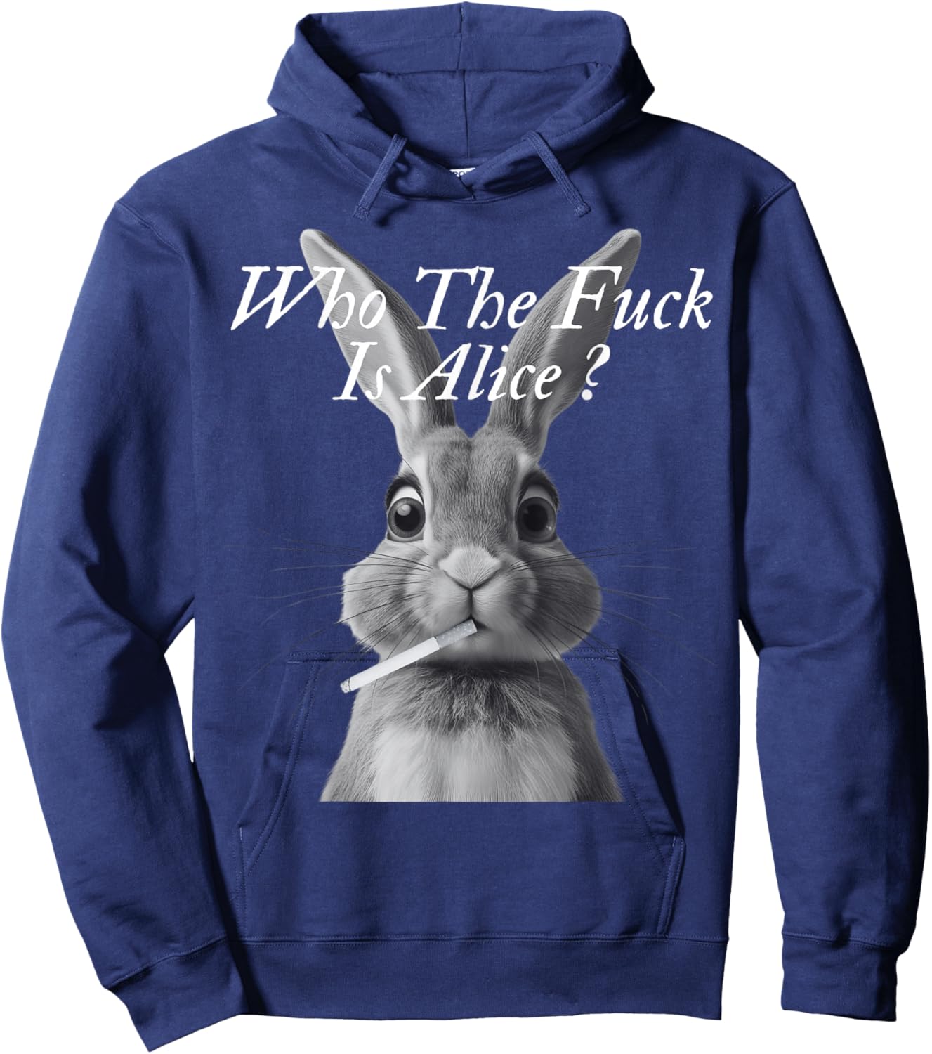 Retro Who The F_ck is Alice Funny Rabbit Hoodie - Hoodie | Navy