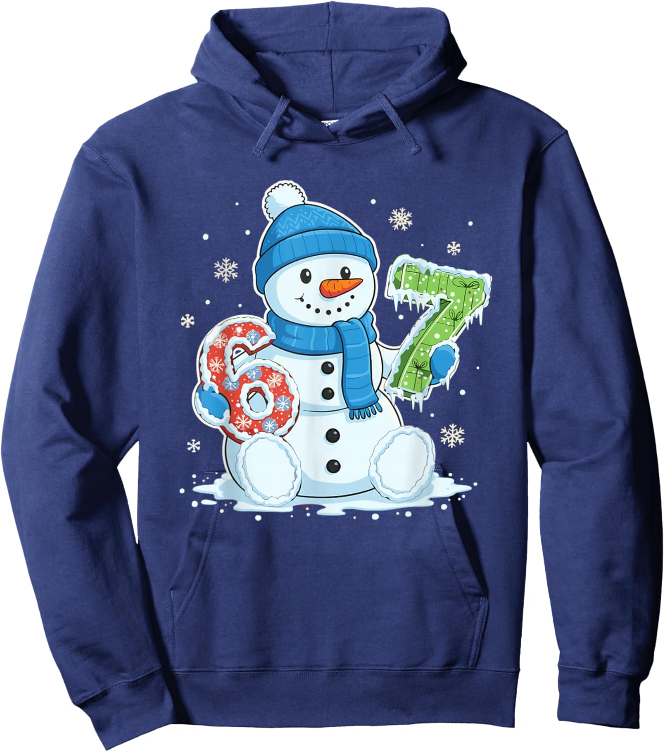 67 Snowman Six Seven Meme Funny Winter Hoodie - Hoodie | Navy
