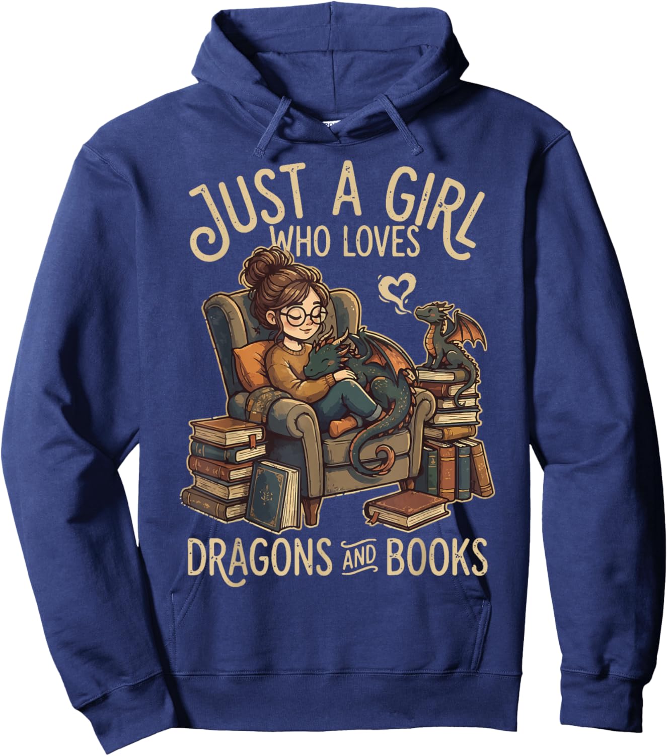 Just A Girl Who Loves Dragons and Books Hoodie - Hoodie | Navy