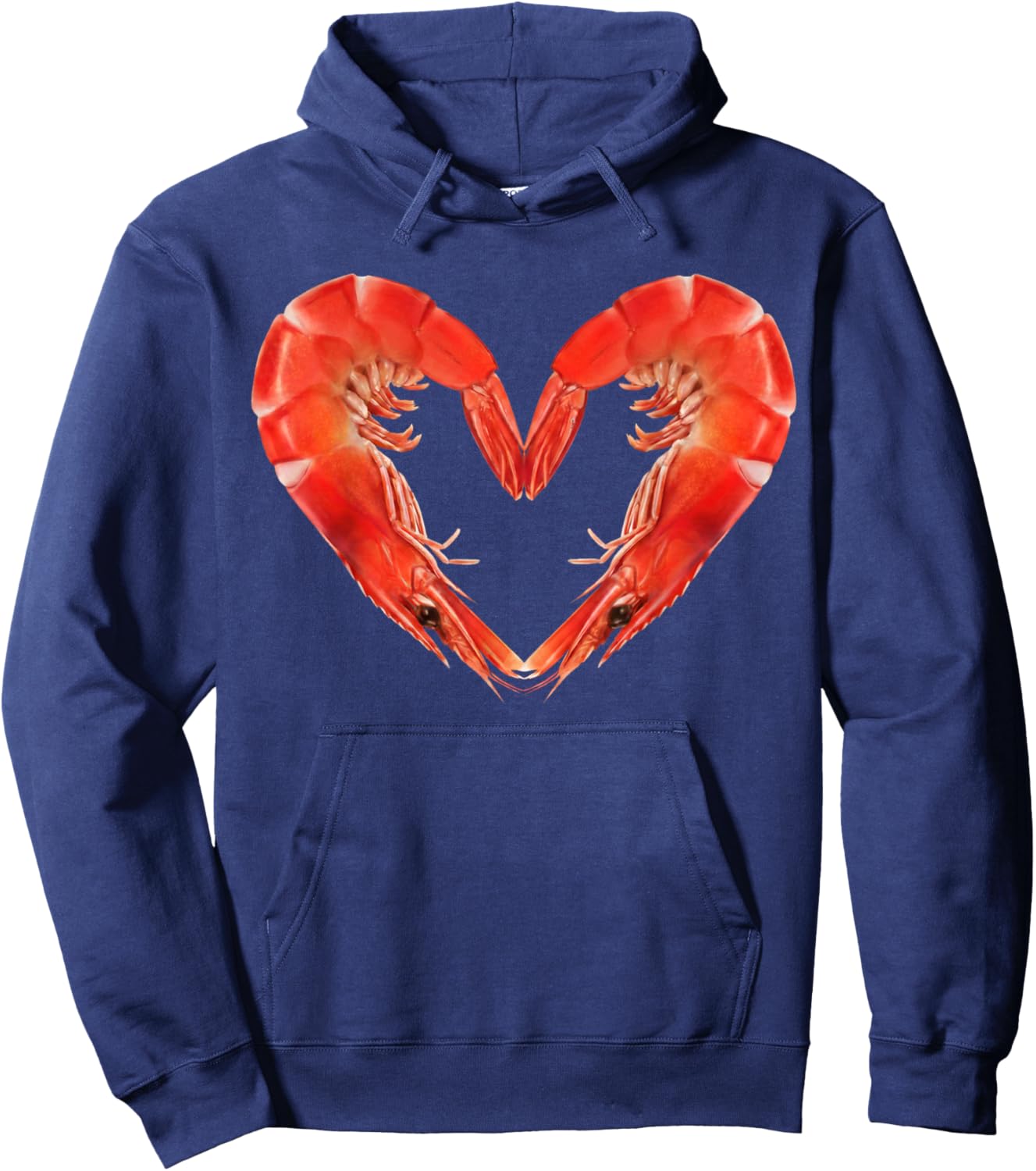 Funny Valentines Day Shrimp Heart Men Women Hoodie - Hoodie | Navy