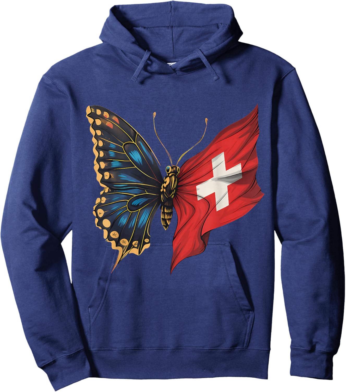 Switzerland Roots Butterfly Swiss Flag Hoodie - Hoodie | Navy
