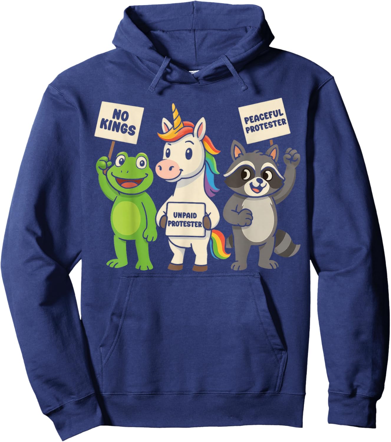Funny Frog Unicorn Chicken Raccoon Protesters Hoodie - Hoodie | Navy