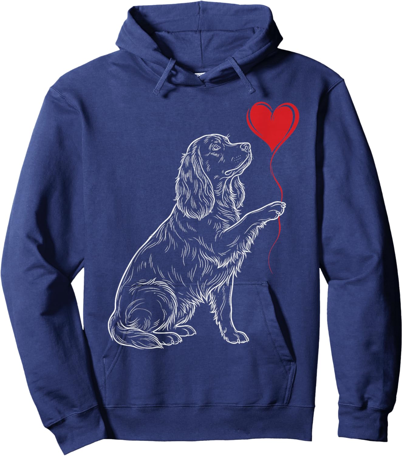 Cocker Spaniel Dog Art Holding Heart Valentines Hoodie - Hoodie | Navy