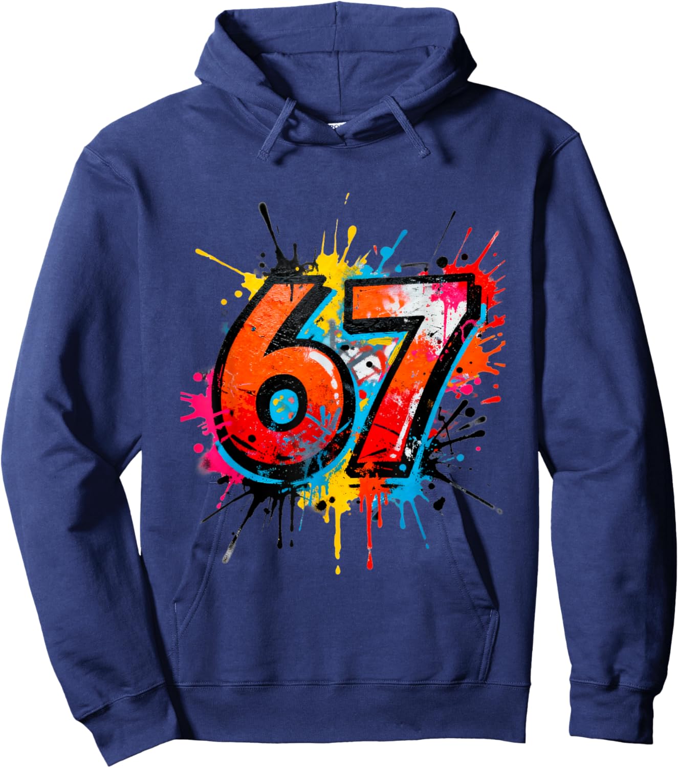 67 Drip Graffiti Meme – Splatter Cartoon 6 7 Hoodie - Hoodie | Navy