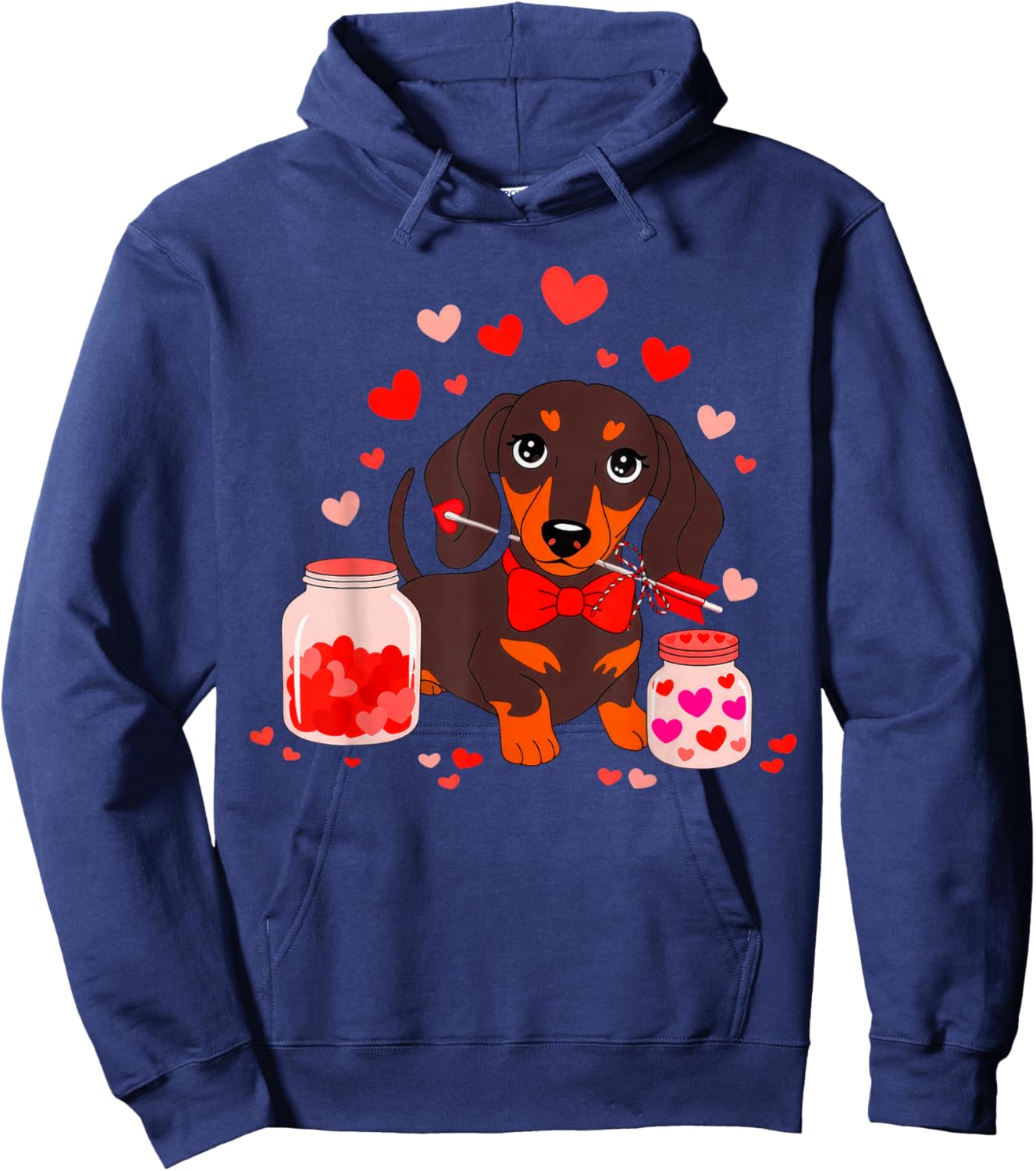 Dog Valentine Cute Dachshund Valentine's Day Hoodie - Hoodie | Navy