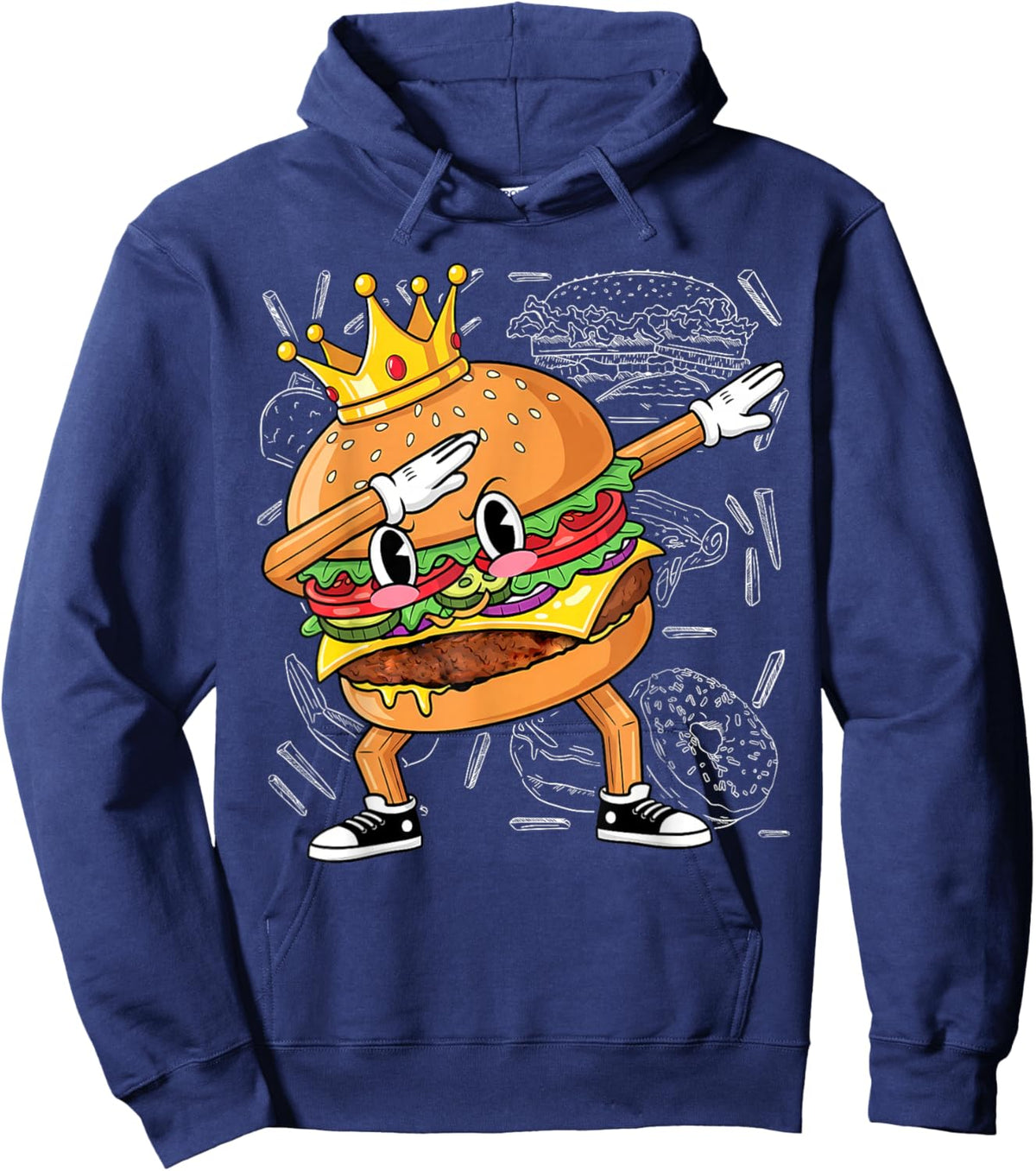 King of Burger Dab Dancing Funny Hamburger Hoodie - Hoodie | Navy