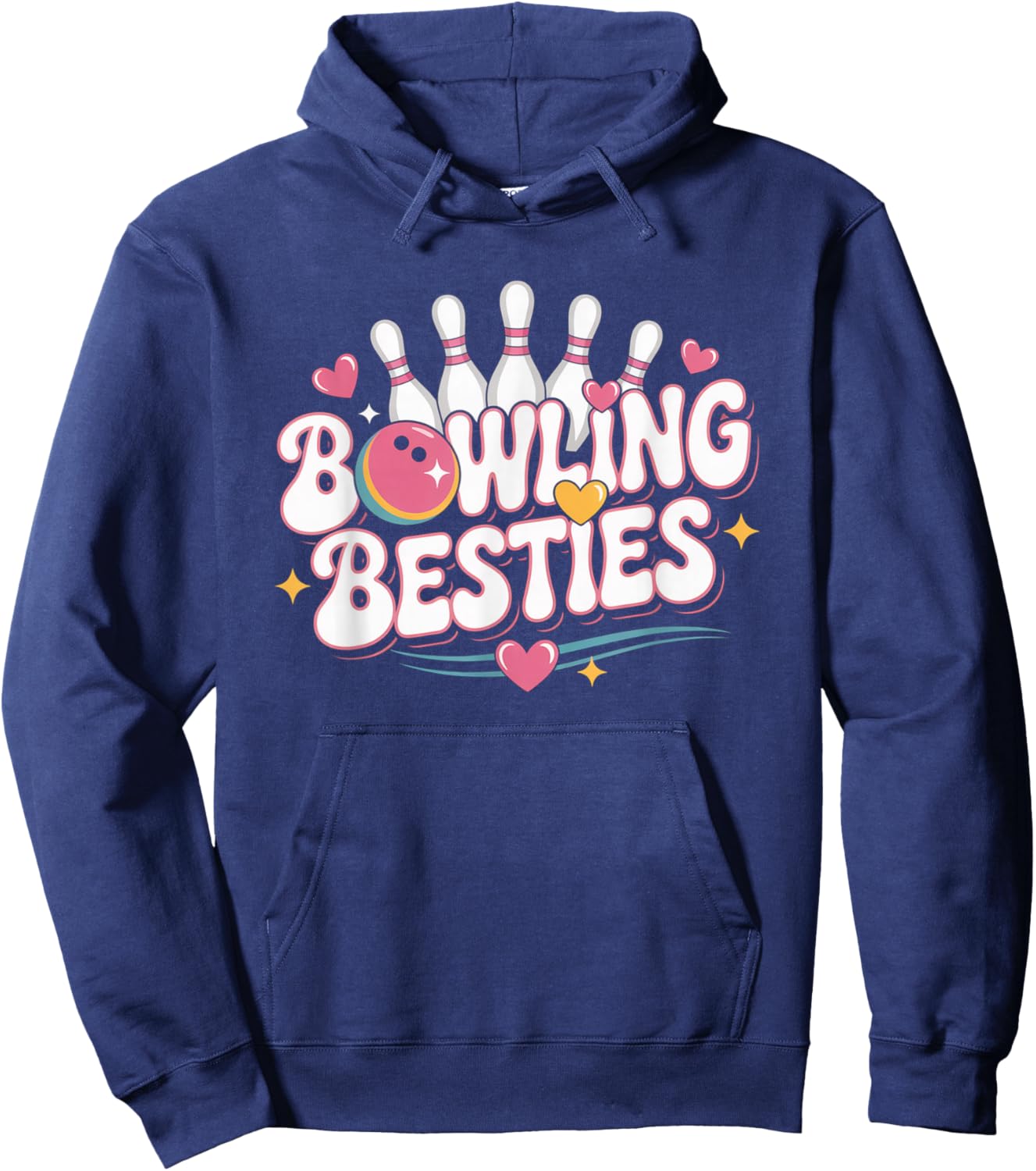 Fun Bowling Besties Women's Ten Pin Bowlers Hoodie - Hoodie | Navy