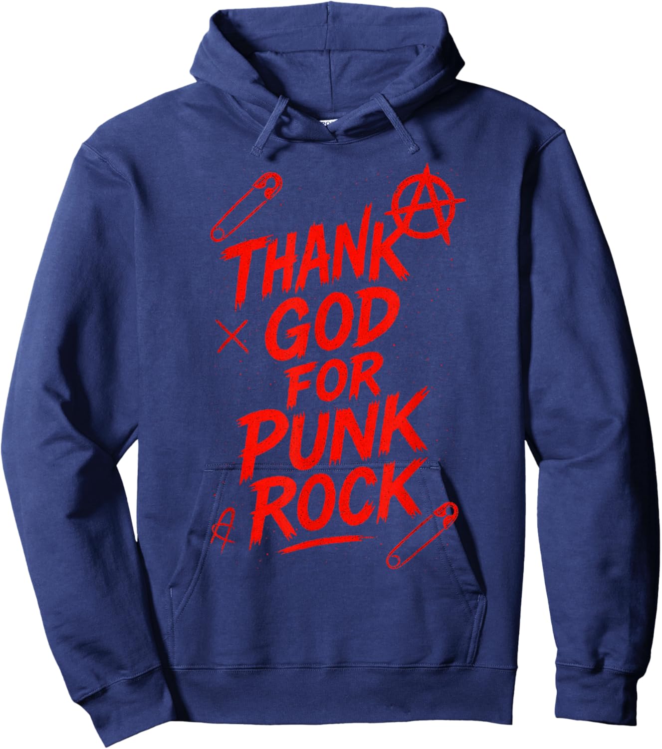 Thank GOD for Punk Rock - Music Lover Quote Hoodie - Hoodie | Navy