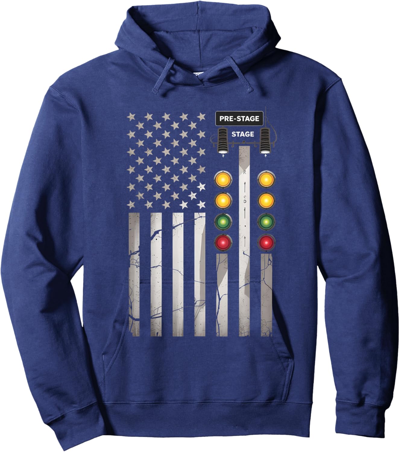 Drag Racing American Flag Drag Racer Tree Light Hoodie - Hoodie | Navy